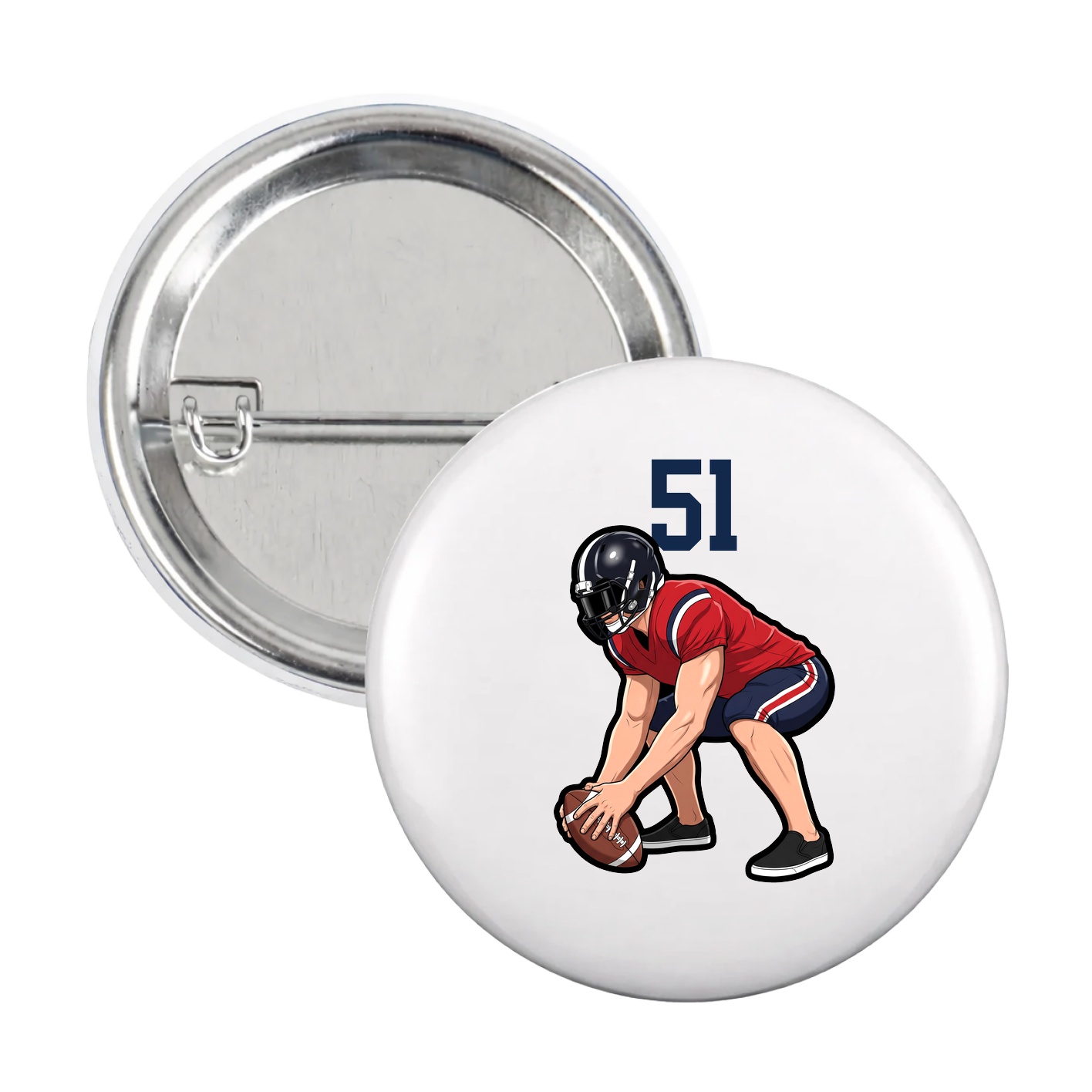 Game Day Button — Number Top in White