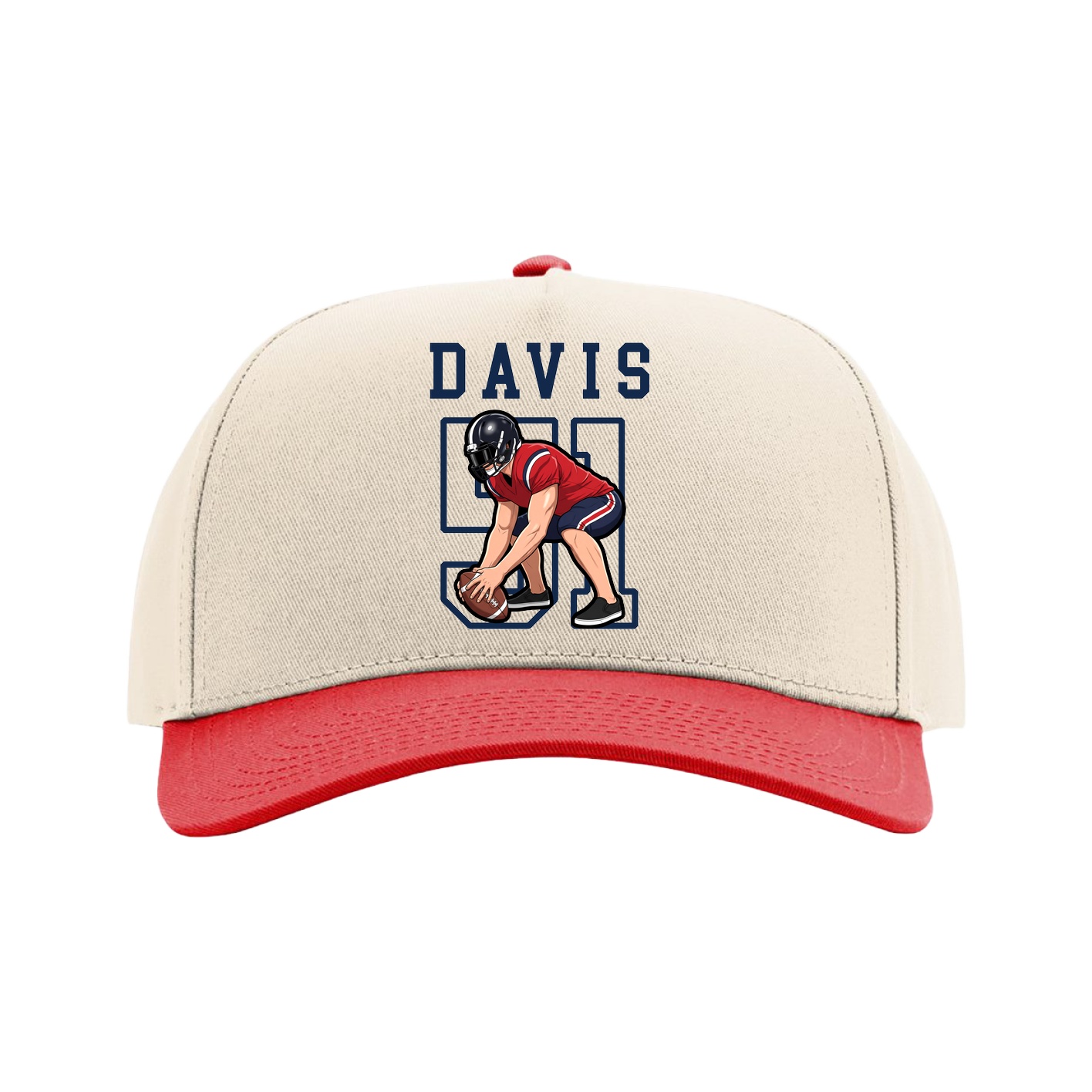 Full Fabric Five-Panel Champ Cap — Shirsey in Cream/Red