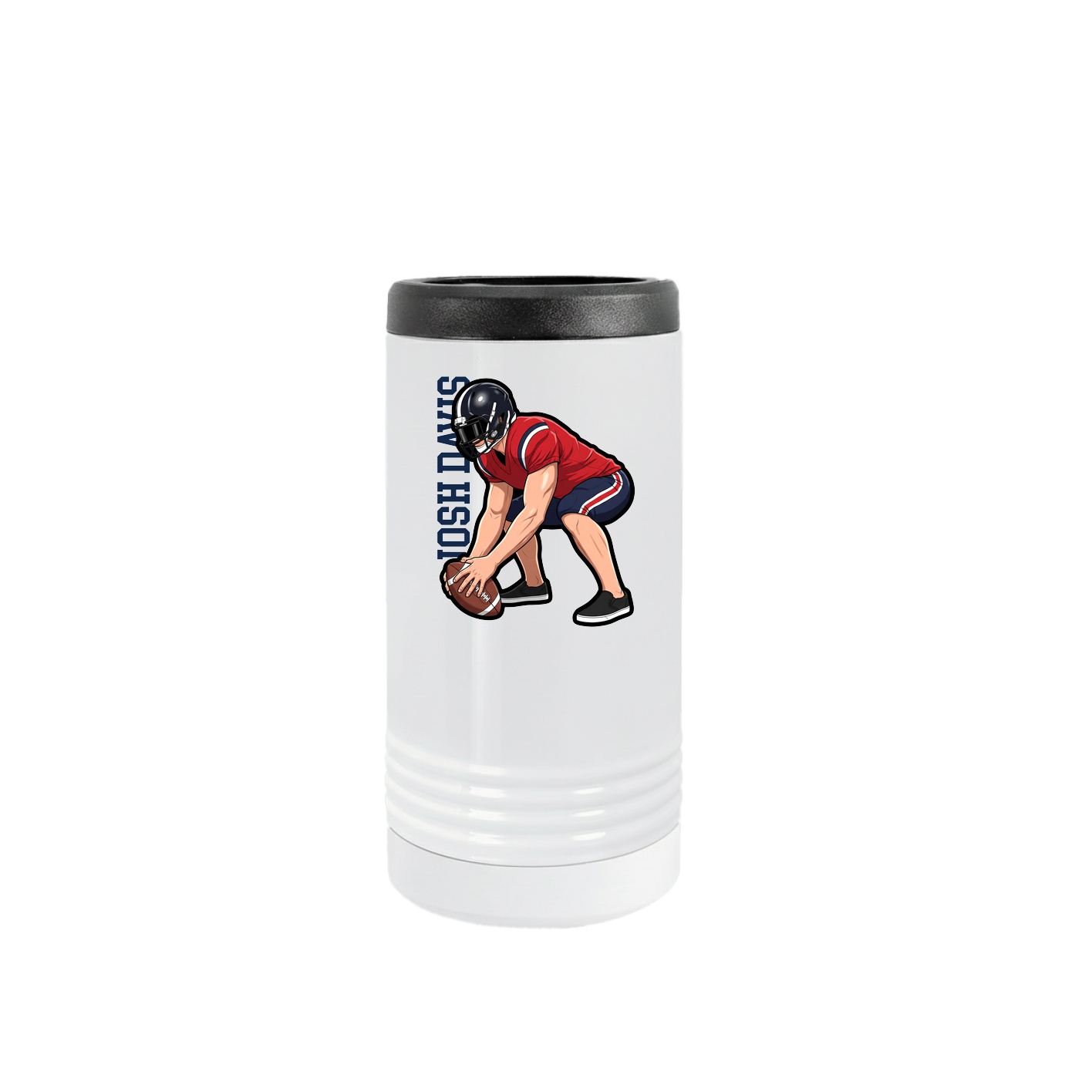Slim Beverage Holder — Name Vertical in White