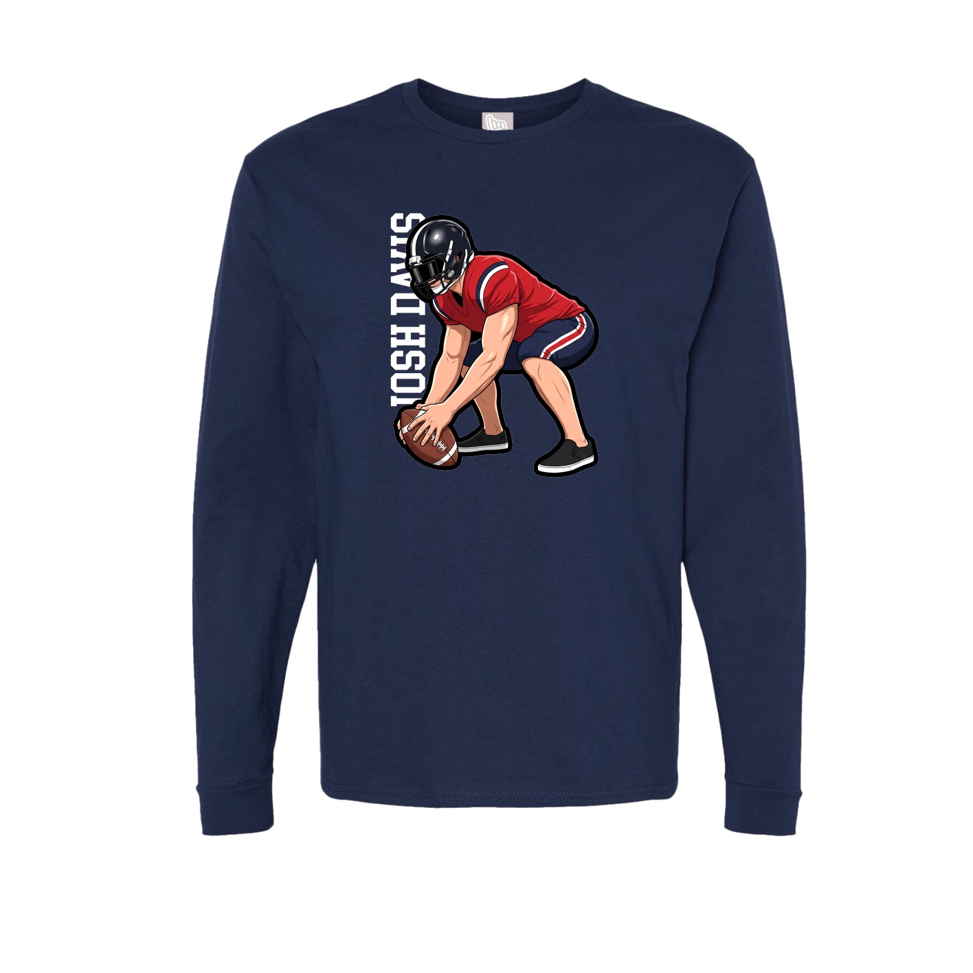 Long Sleeve Tee — Name Vertical in Navy