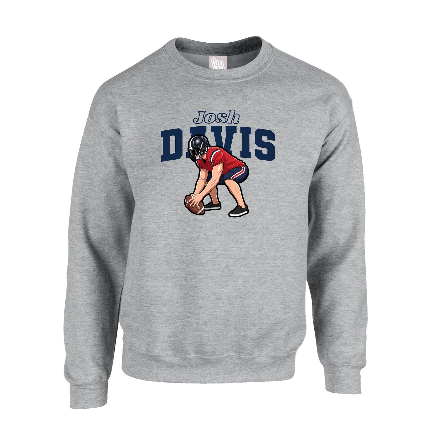 Fleece Crew — Name Arch in Grey
