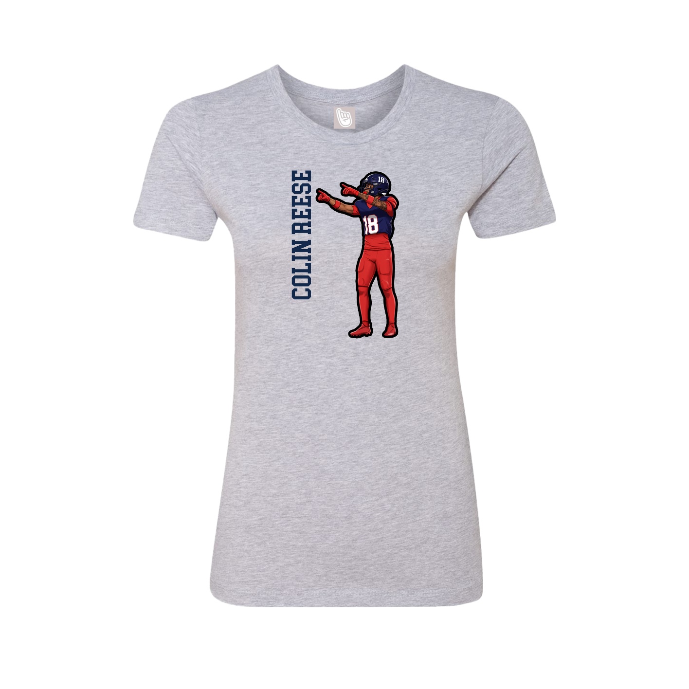 Fitted Women's Tee — Name Vertical in Grey