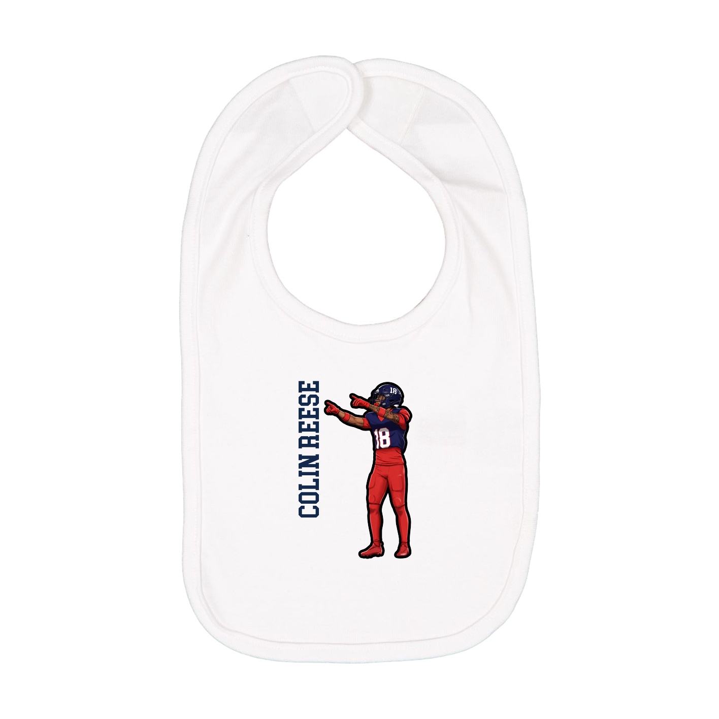 Infant Bib — Name Vertical in White