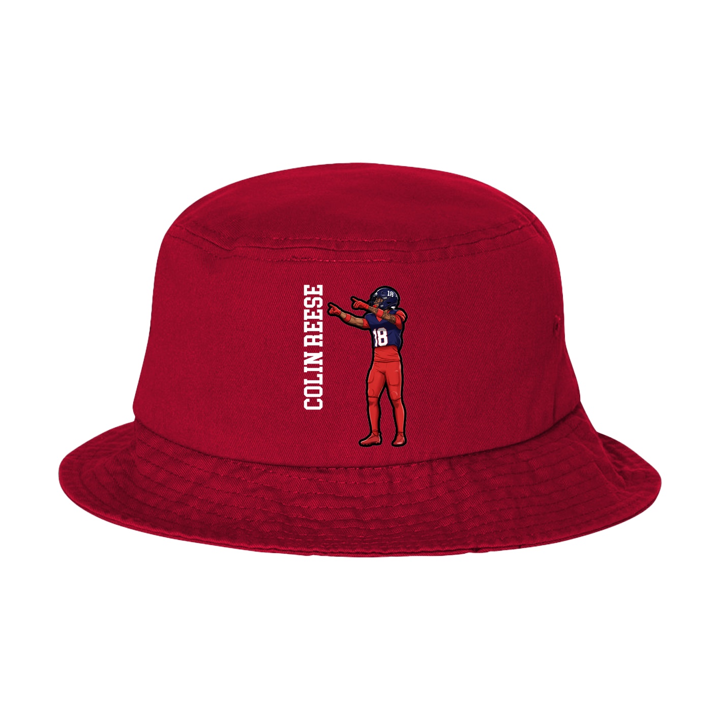 Bucket Cap — Name Vertical in Red