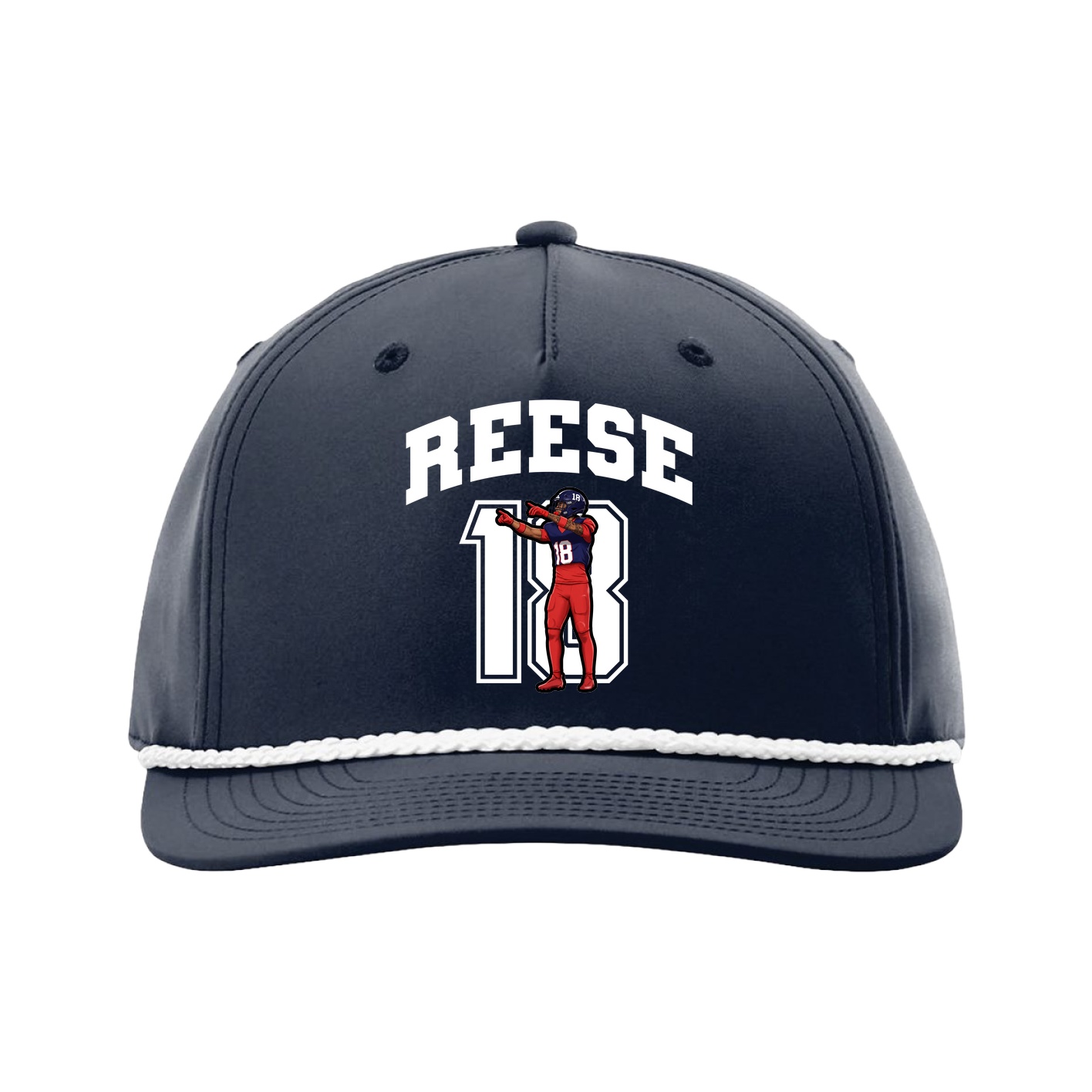 Five-Panel Classic Rope Cap — Number in Navy