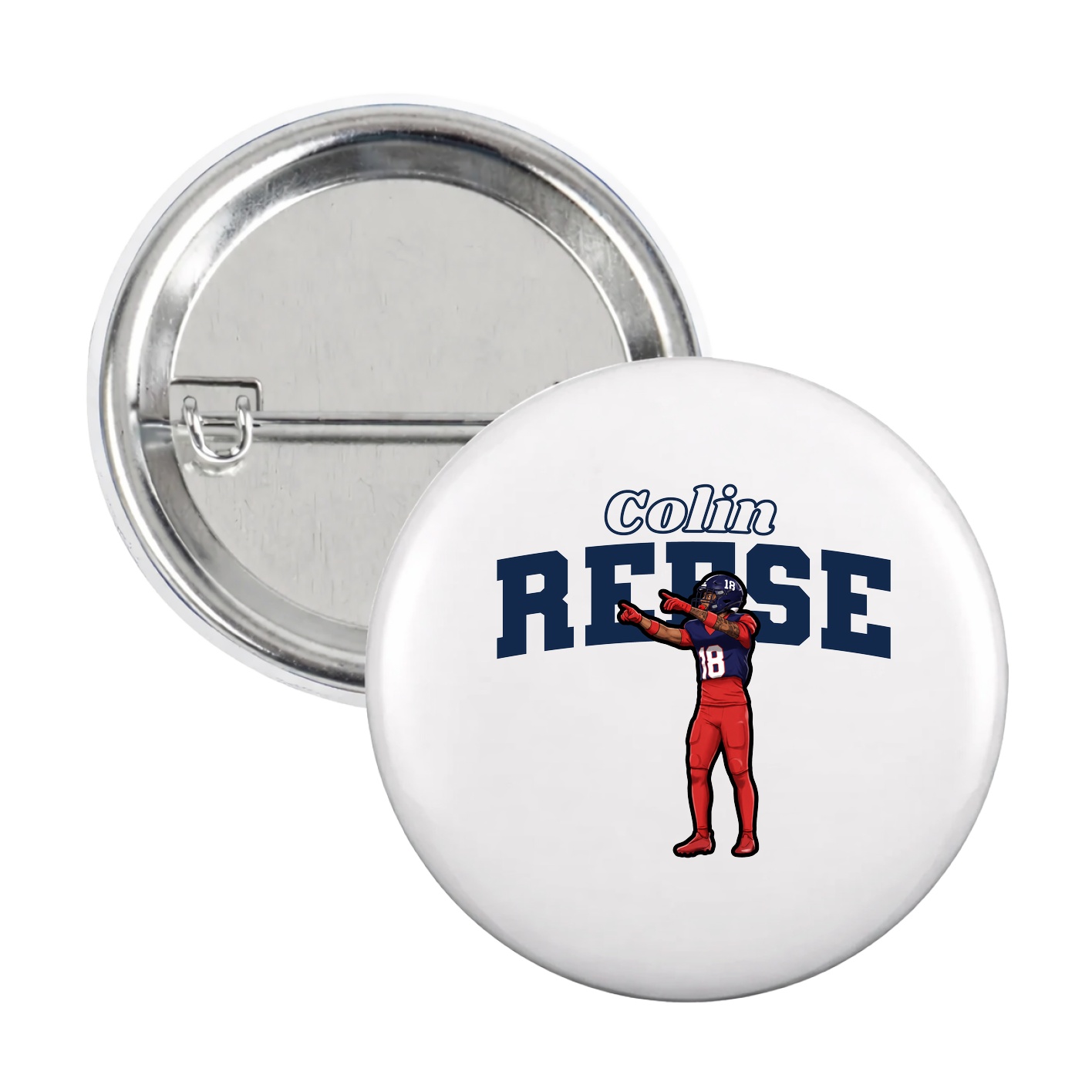 Game Day Button — Name Arch in White
