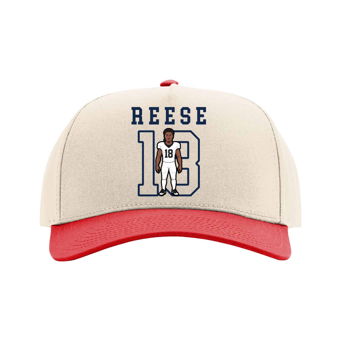Full Fabric Five-Panel Champ Cap — Shirsey in Cream/Red