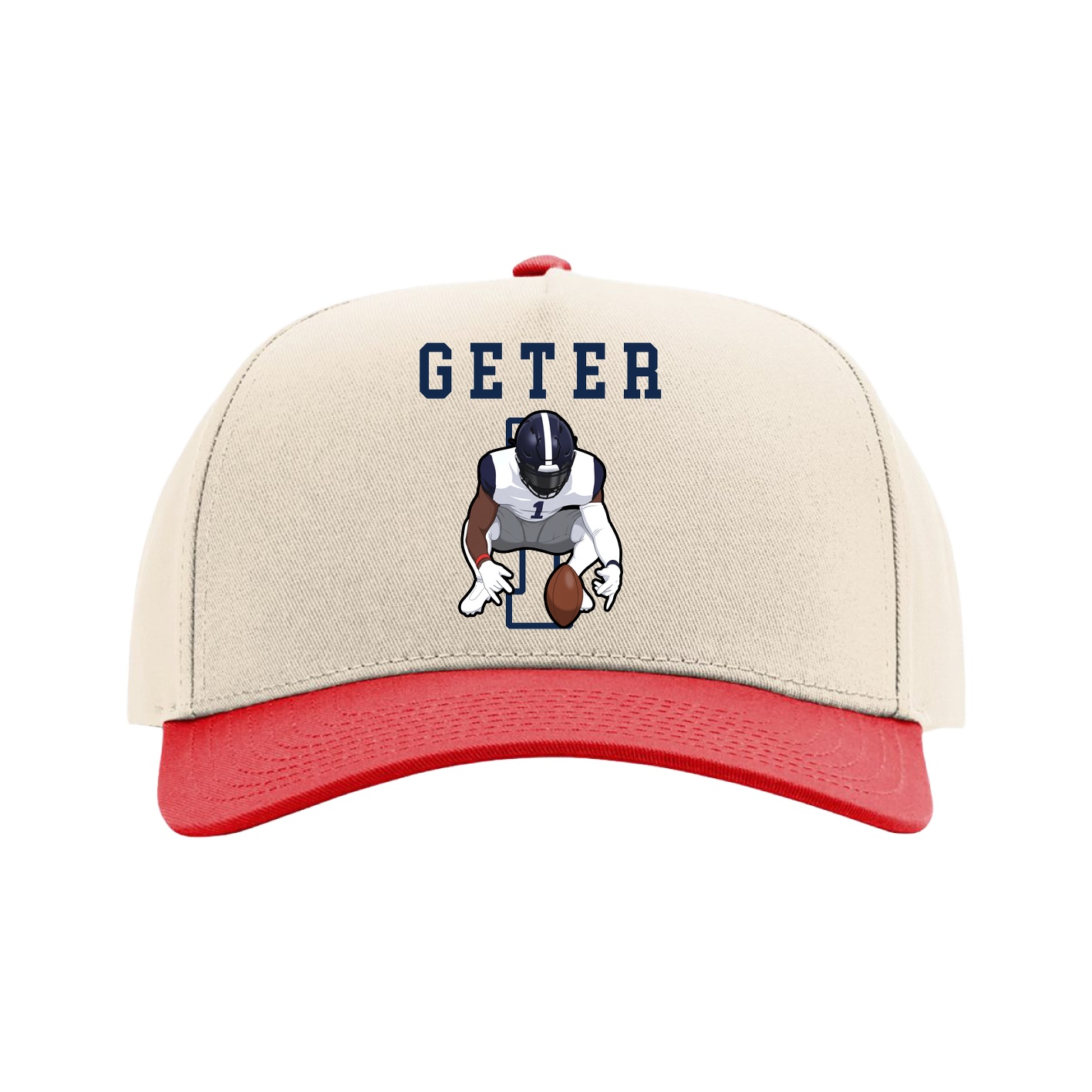 Full Fabric Five-Panel Champ Cap — Shirsey in Cream/Red