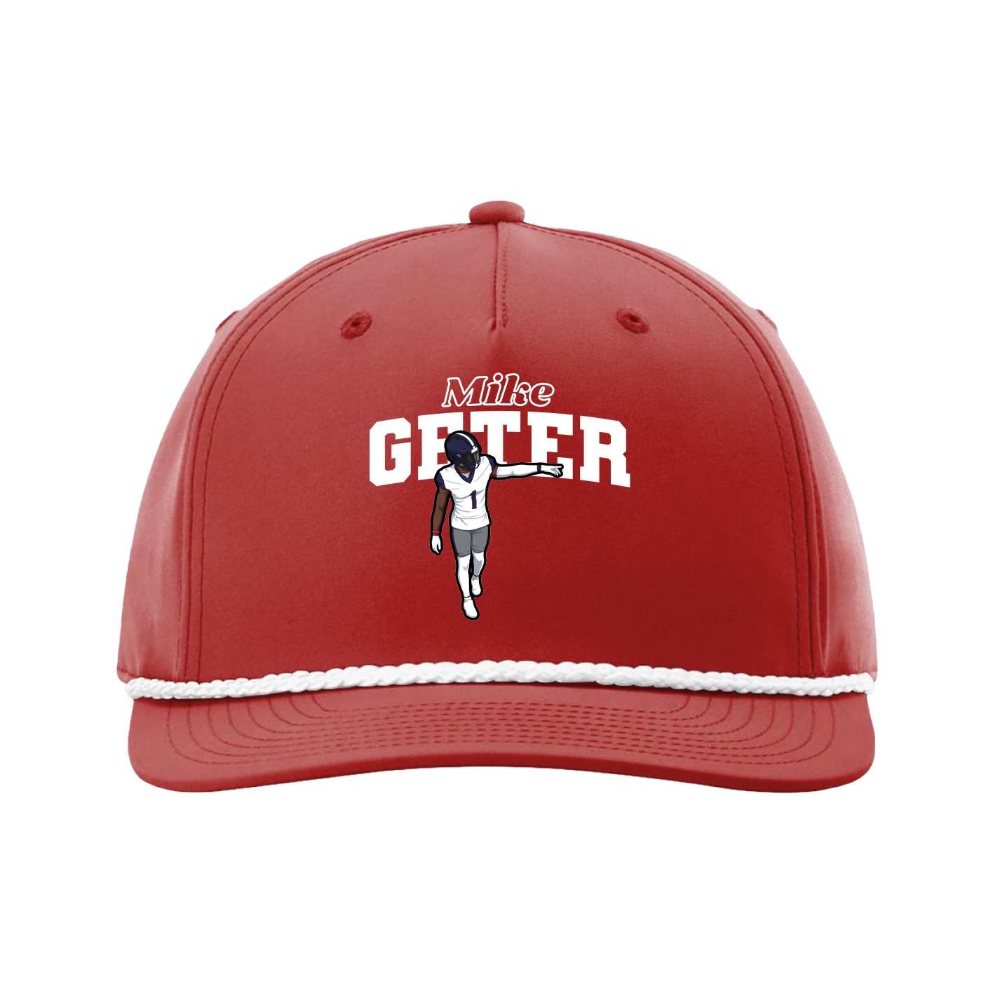 Five-Panel Classic Rope Cap — Name Arch in Red