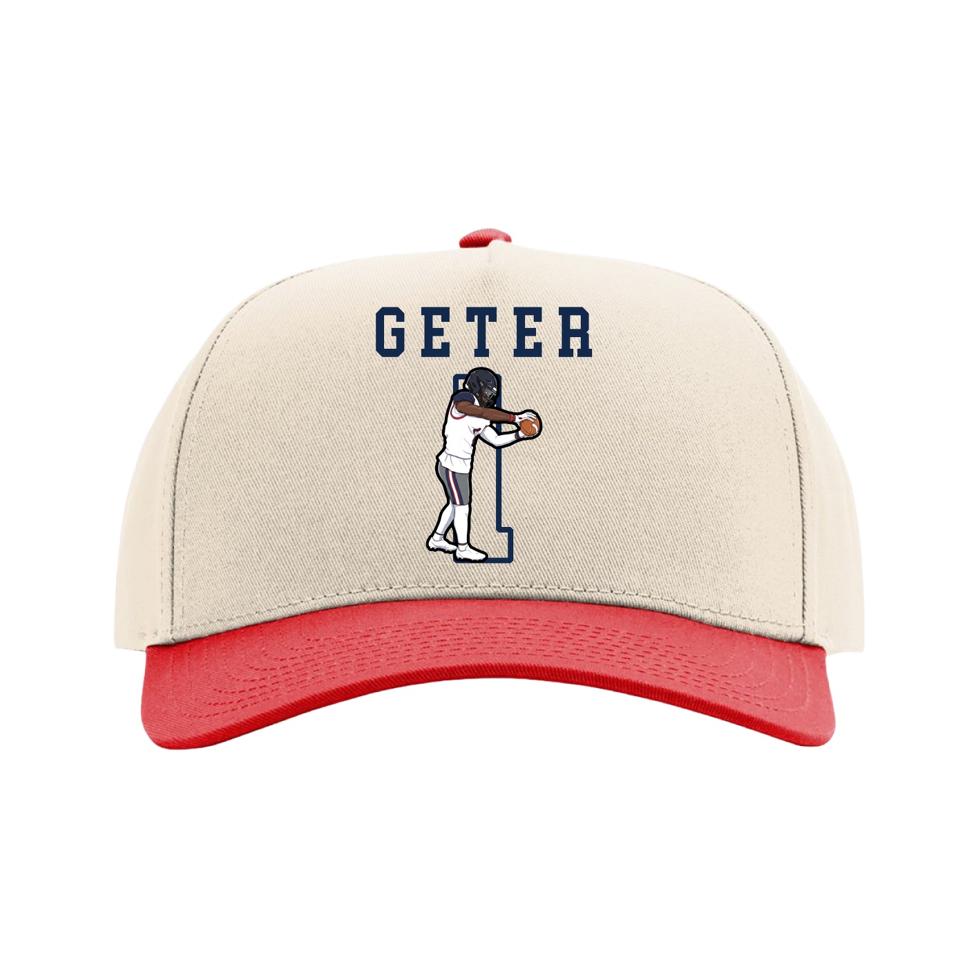 Full Fabric Five-Panel Champ Cap — Shirsey in Cream/Red