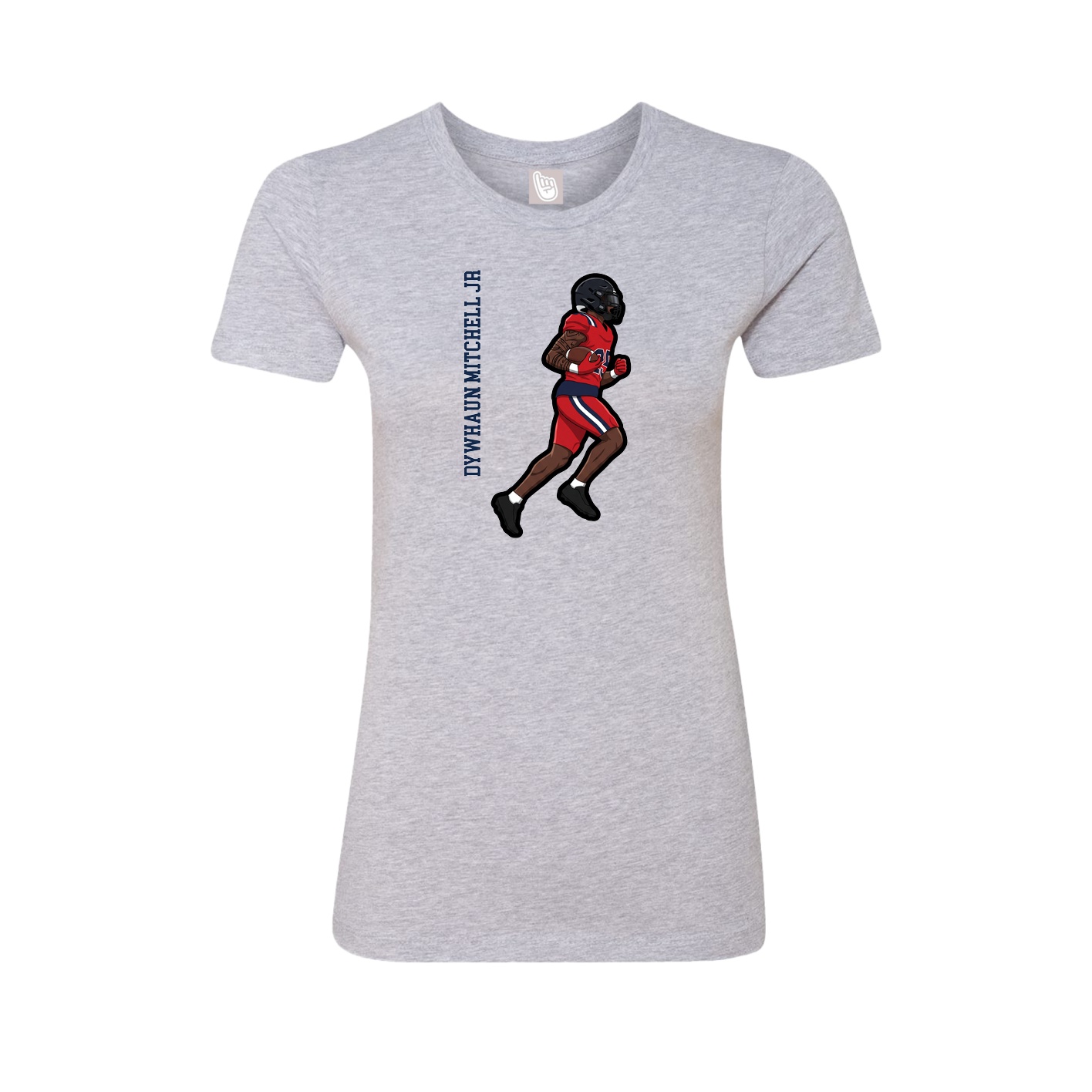 Fitted Women's Tee — Name Vertical in Grey