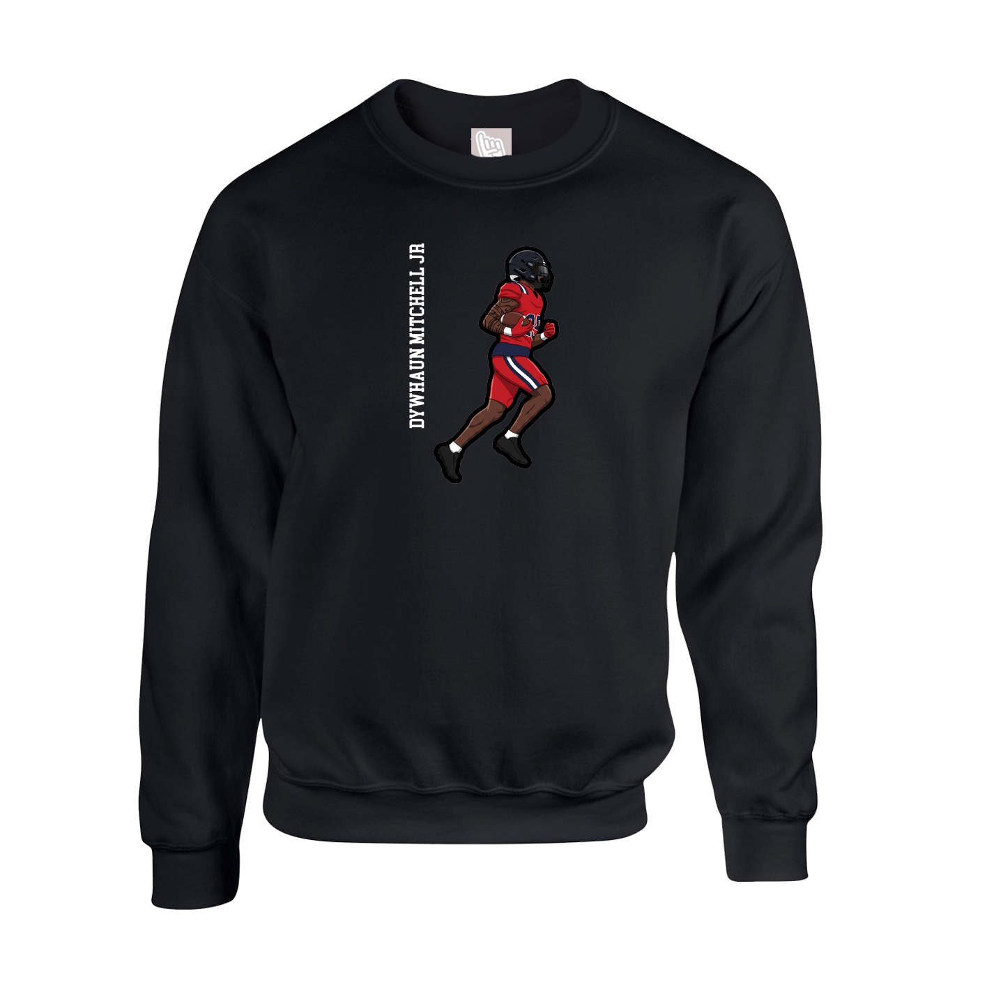 Fleece Crew — Name Vertical in Black
