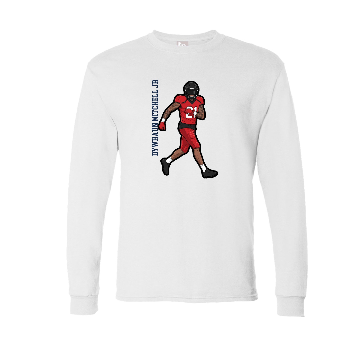 Long Sleeve Tee — Name Vertical in White