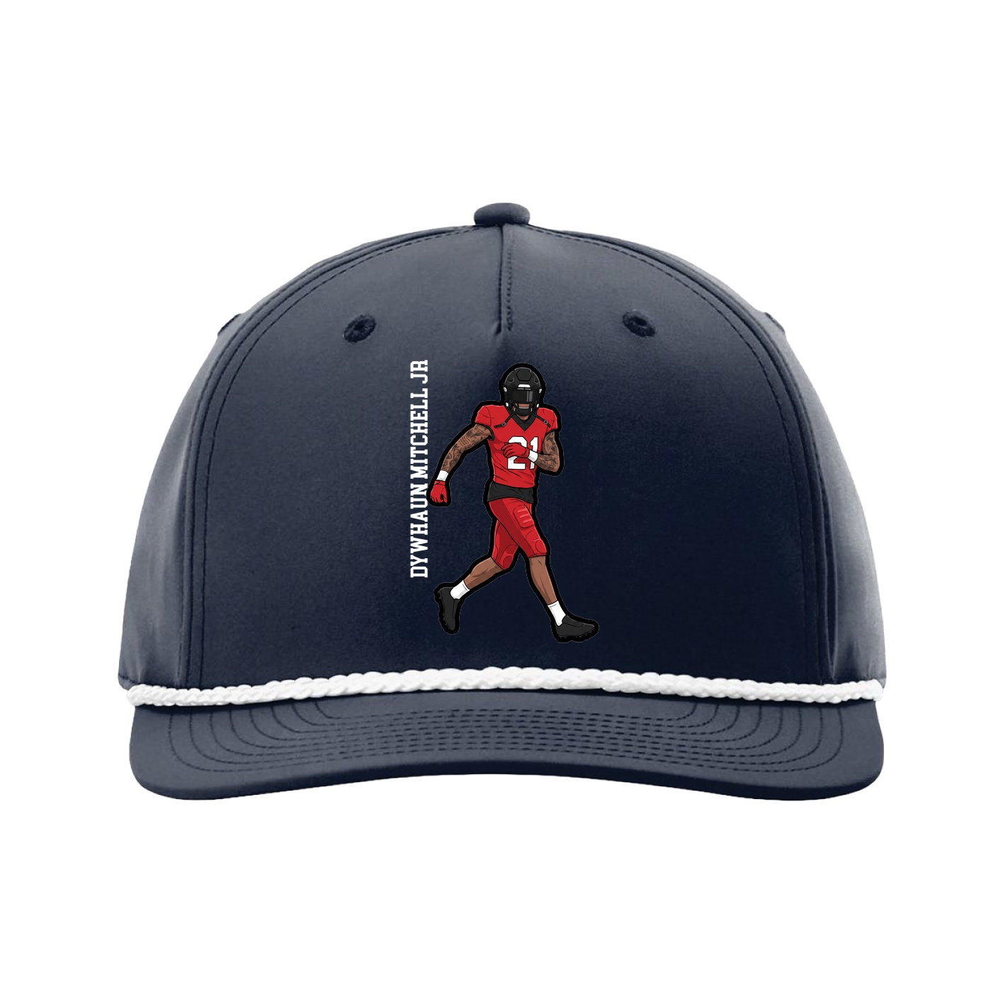Five-Panel Classic Rope Cap — Name Vertical in Navy