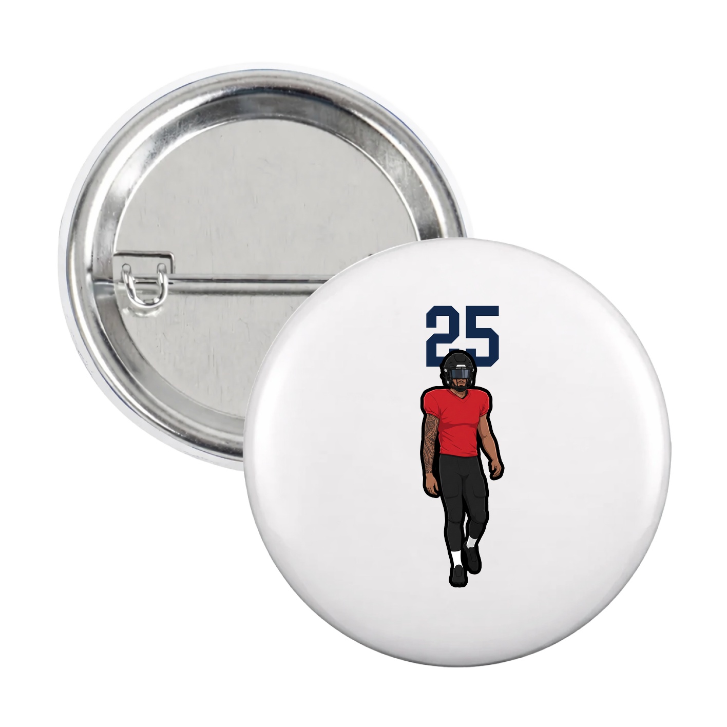 Game Day Button — Number Top in White