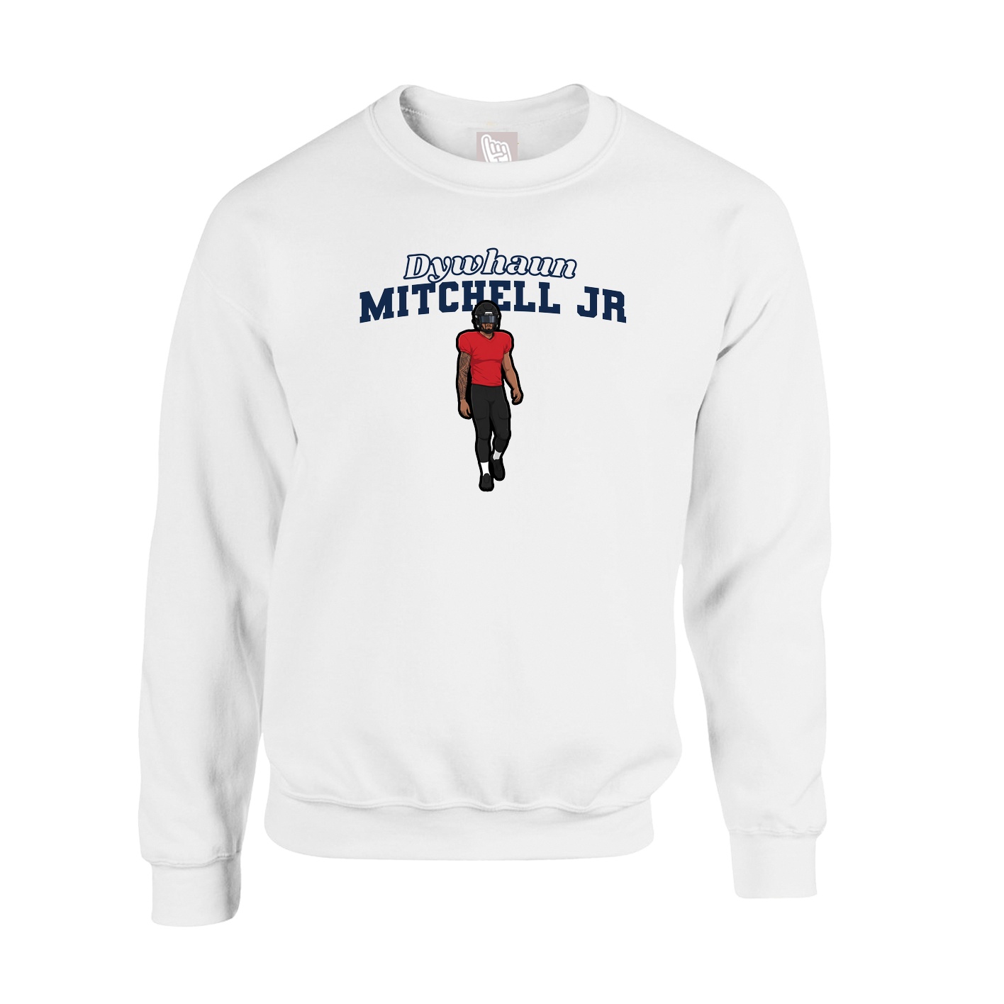 Fleece Crew — Name Arch in White