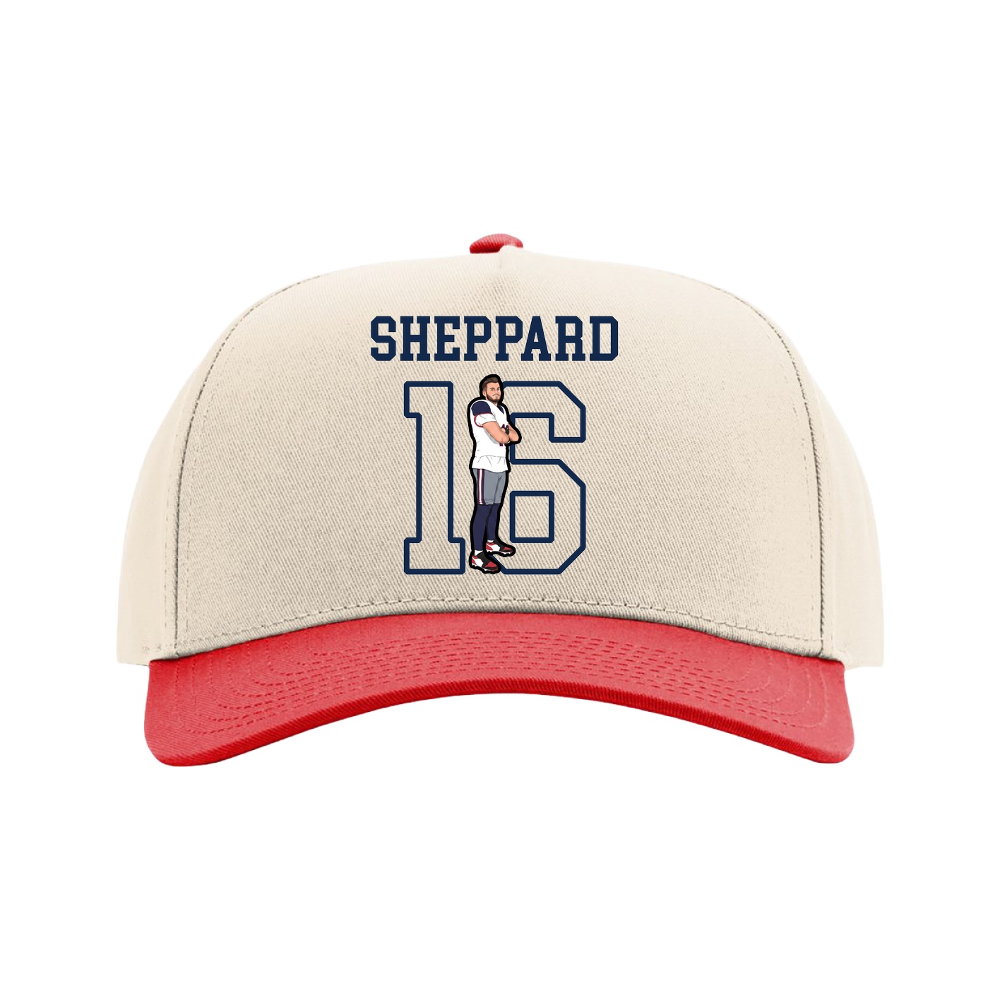 Full Fabric Five-Panel Champ Cap — Shirsey in Cream/Red