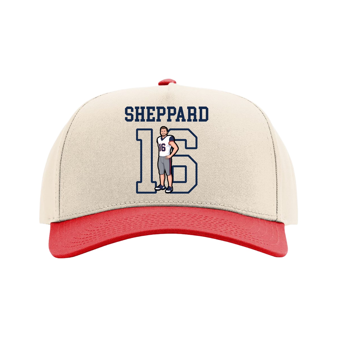 Full Fabric Five-Panel Champ Cap — Shirsey in Cream/Red