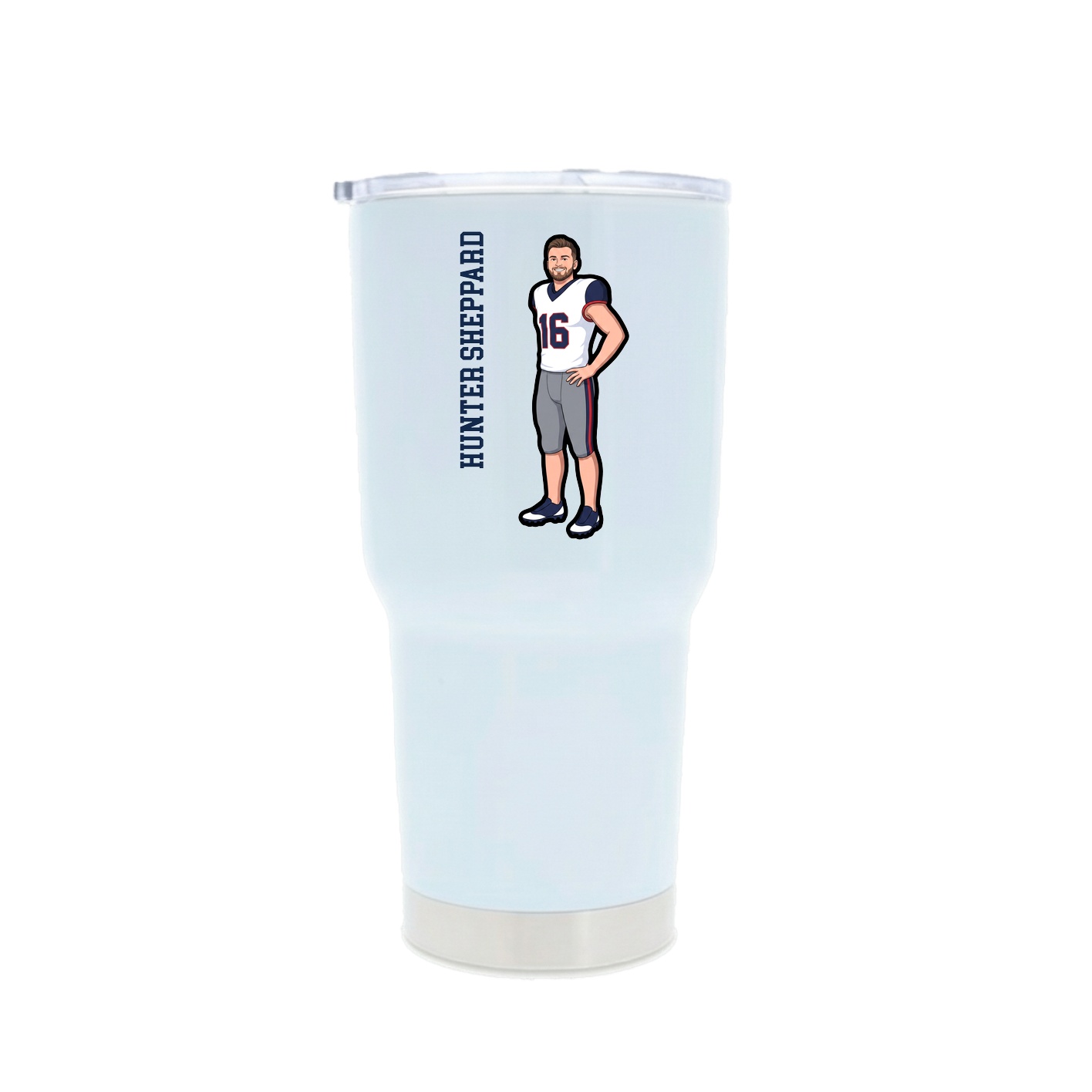 30oz Stainless Steel Tumbler — Name Vertical in White