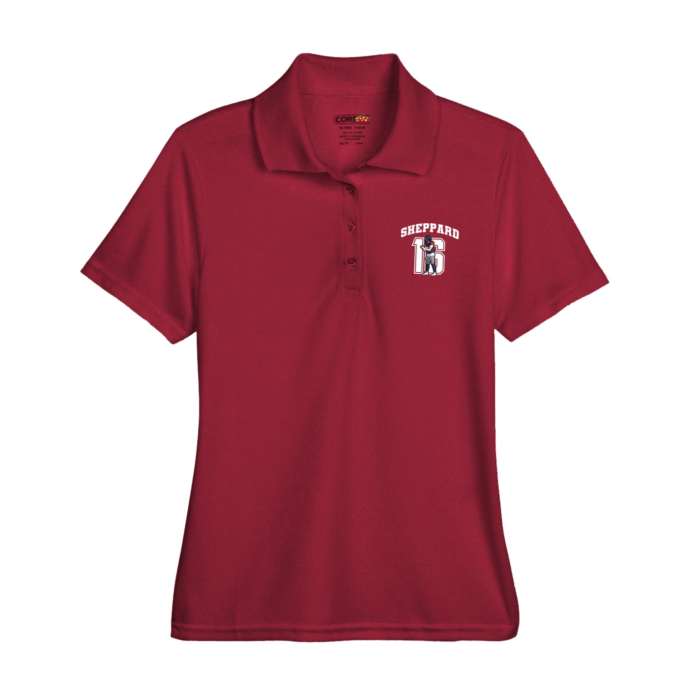 Womens Performance Polo — Number in Red
