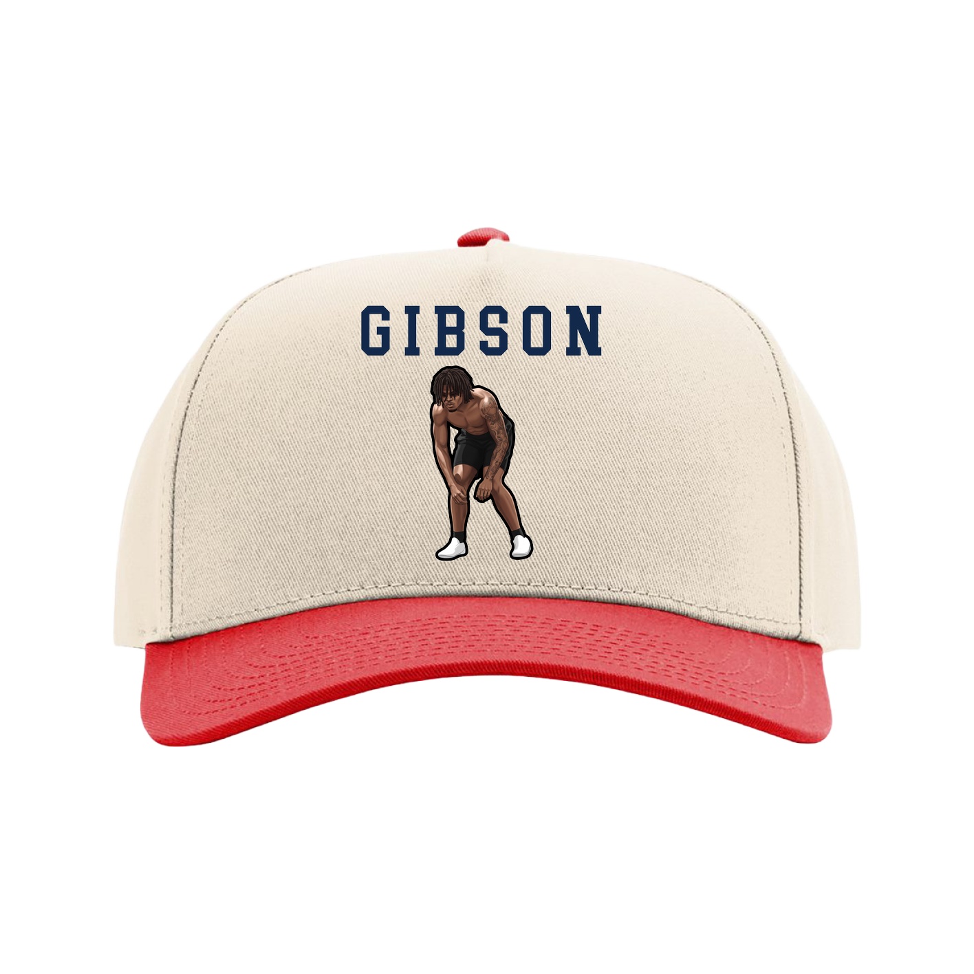 Full Fabric Five-Panel Champ Cap — Shirsey in Cream/Red