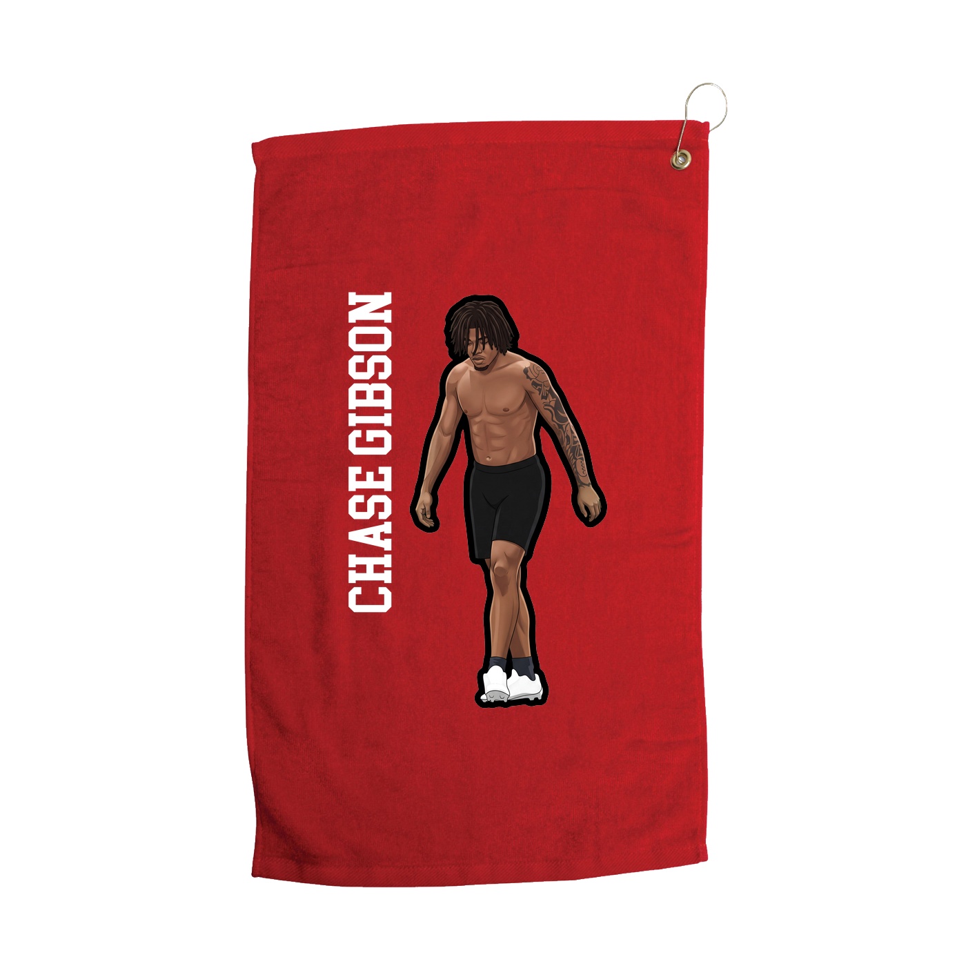 Golf Towel — Name Vertical in Red