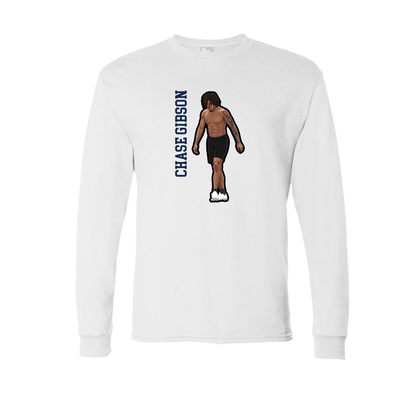 Long Sleeve Tee — Name Vertical in White