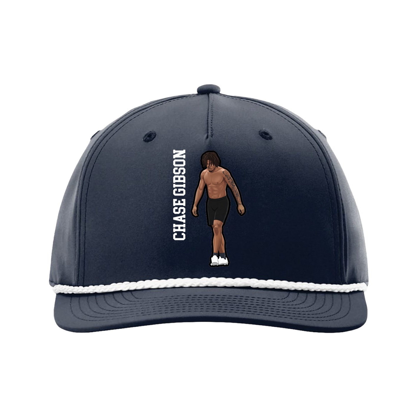 Five-Panel Classic Rope Cap — Name Vertical in Navy