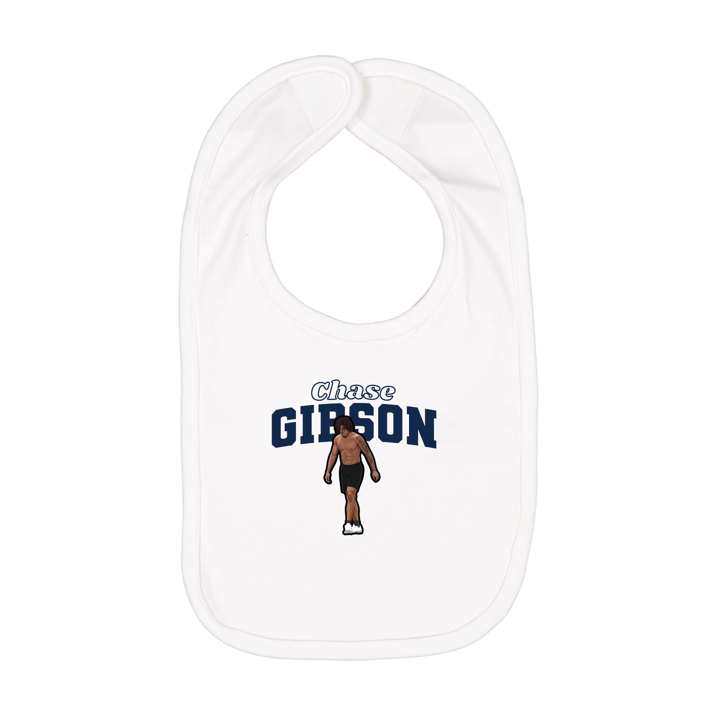 Infant Bib — Name Arch in White
