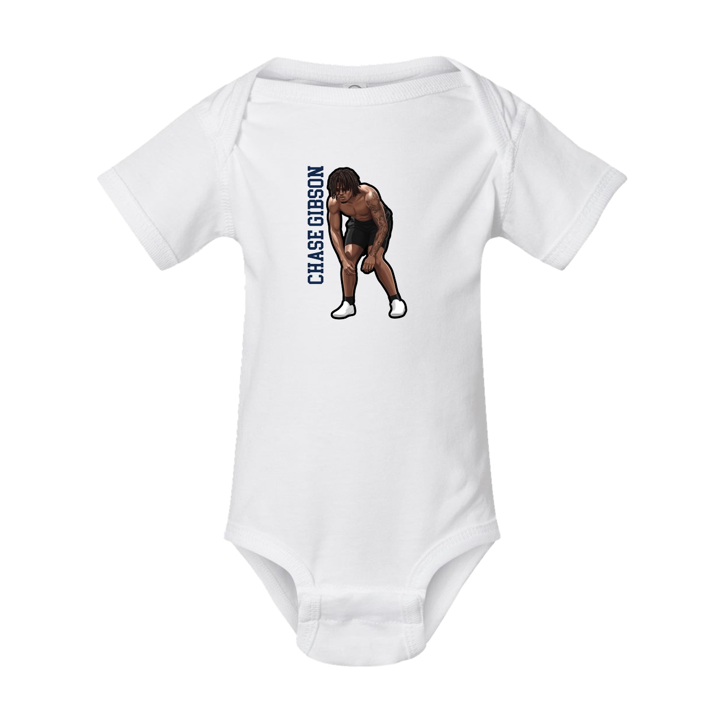 Baby Onesie — Name Vertical in White