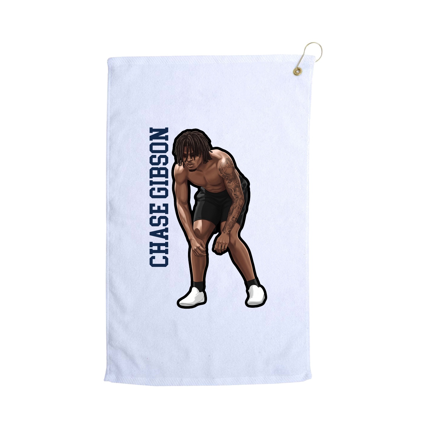 Golf Towel — Name Vertical in White