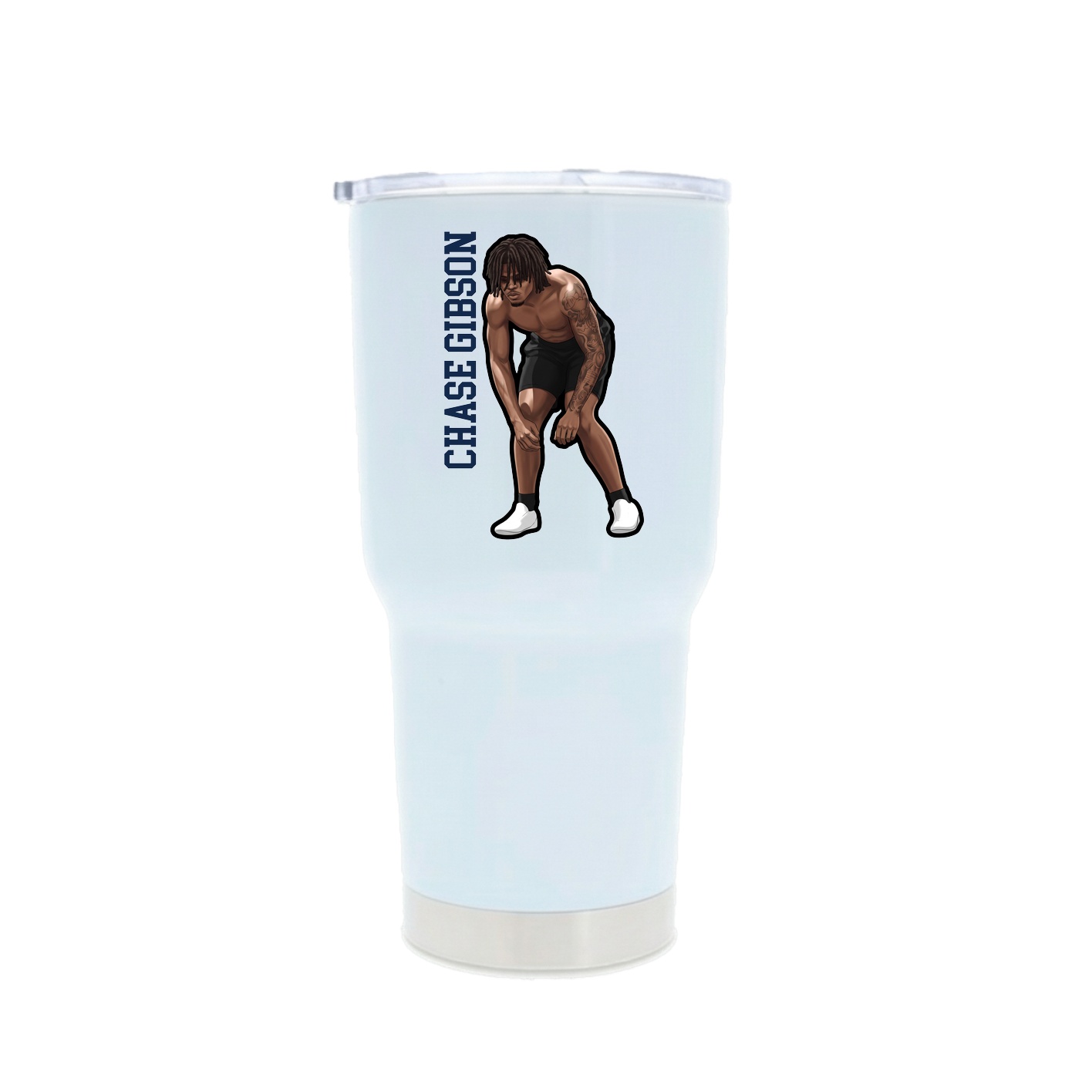 30oz Stainless Steel Tumbler — Name Vertical in White