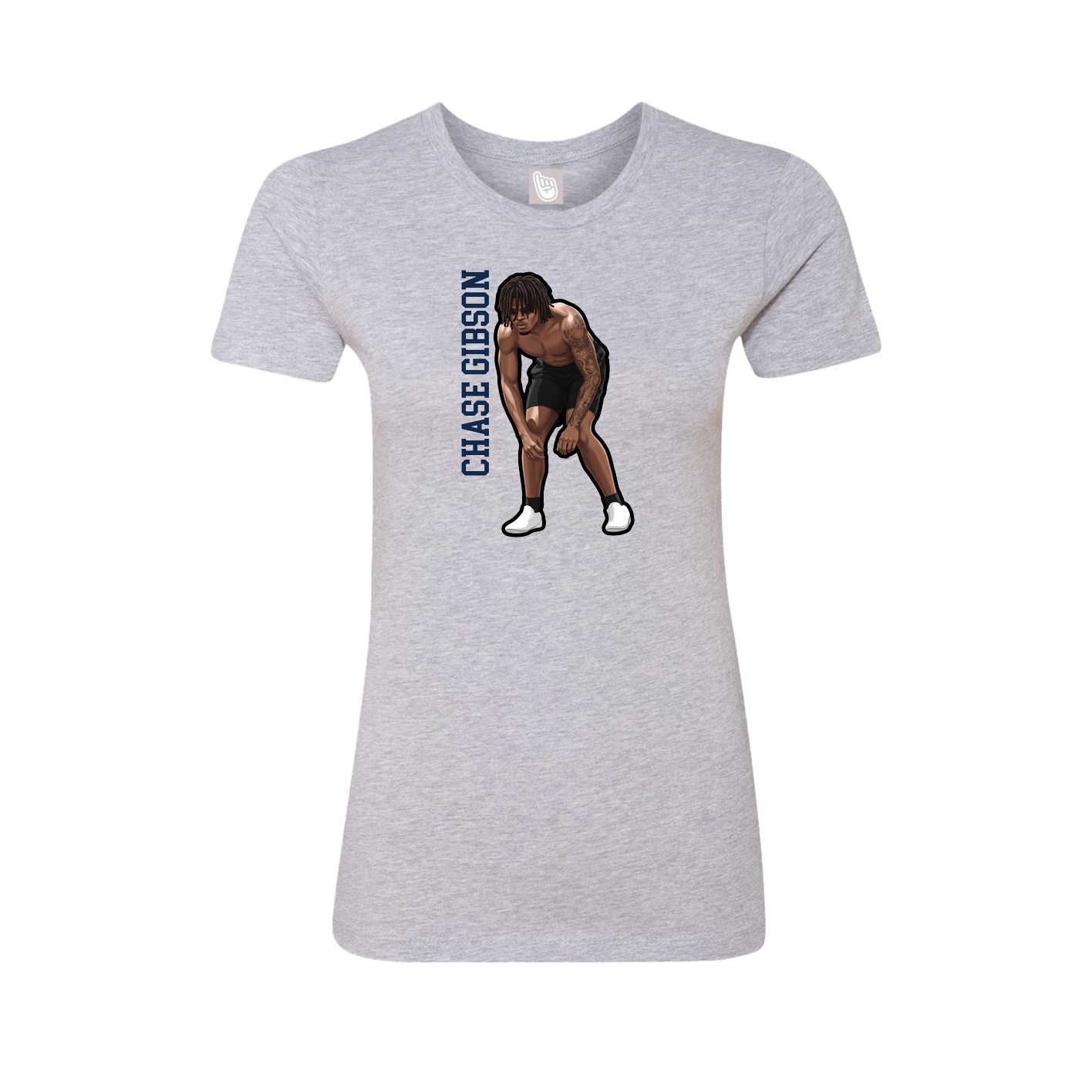Fitted Women's Tee — Name Vertical in Grey