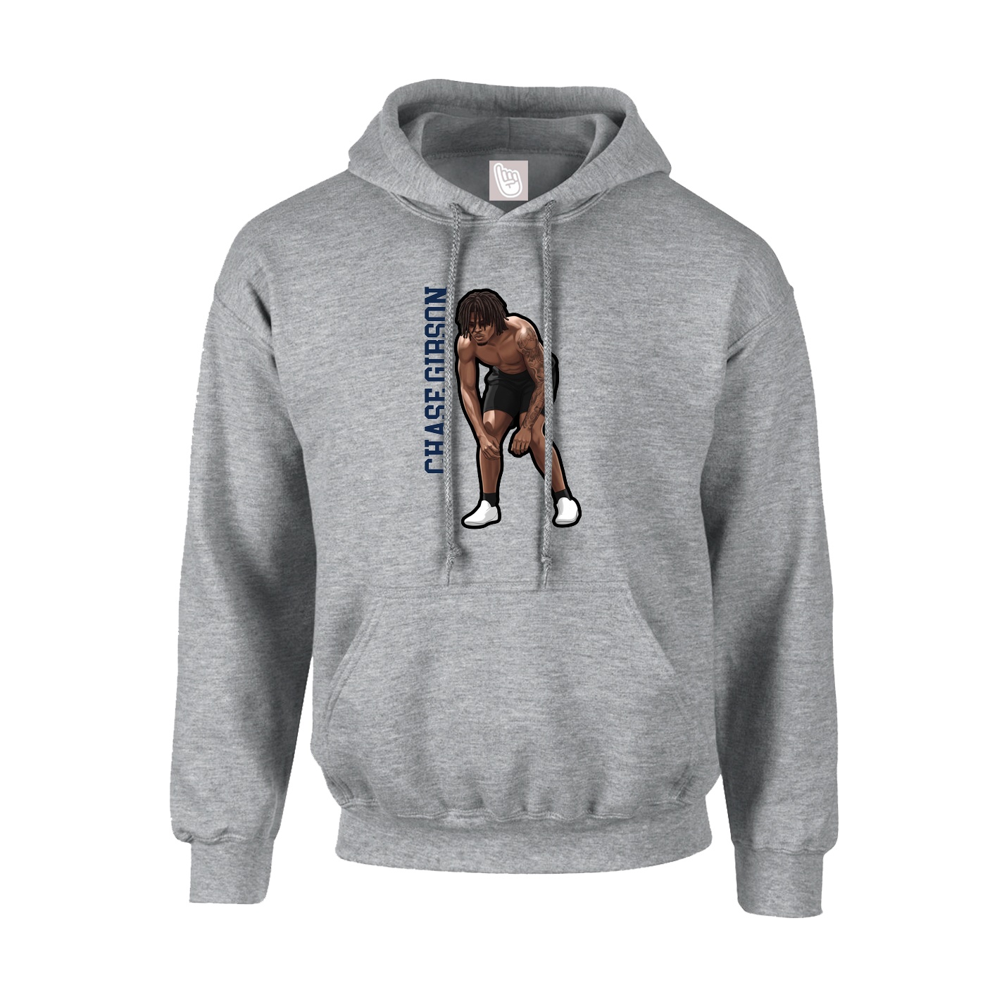 Hoodie — Name Vertical in Grey