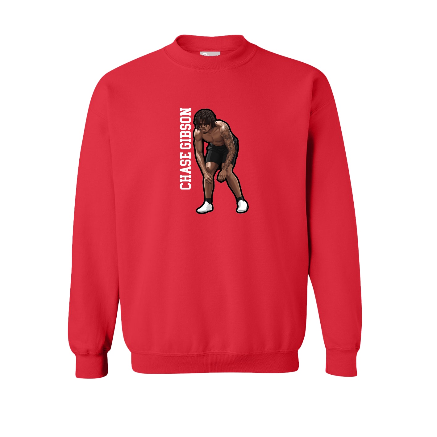 Fleece Crew — Name Vertical in Red