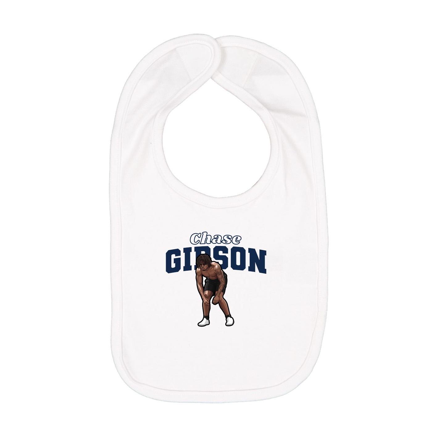 Infant Bib — Name Arch in White