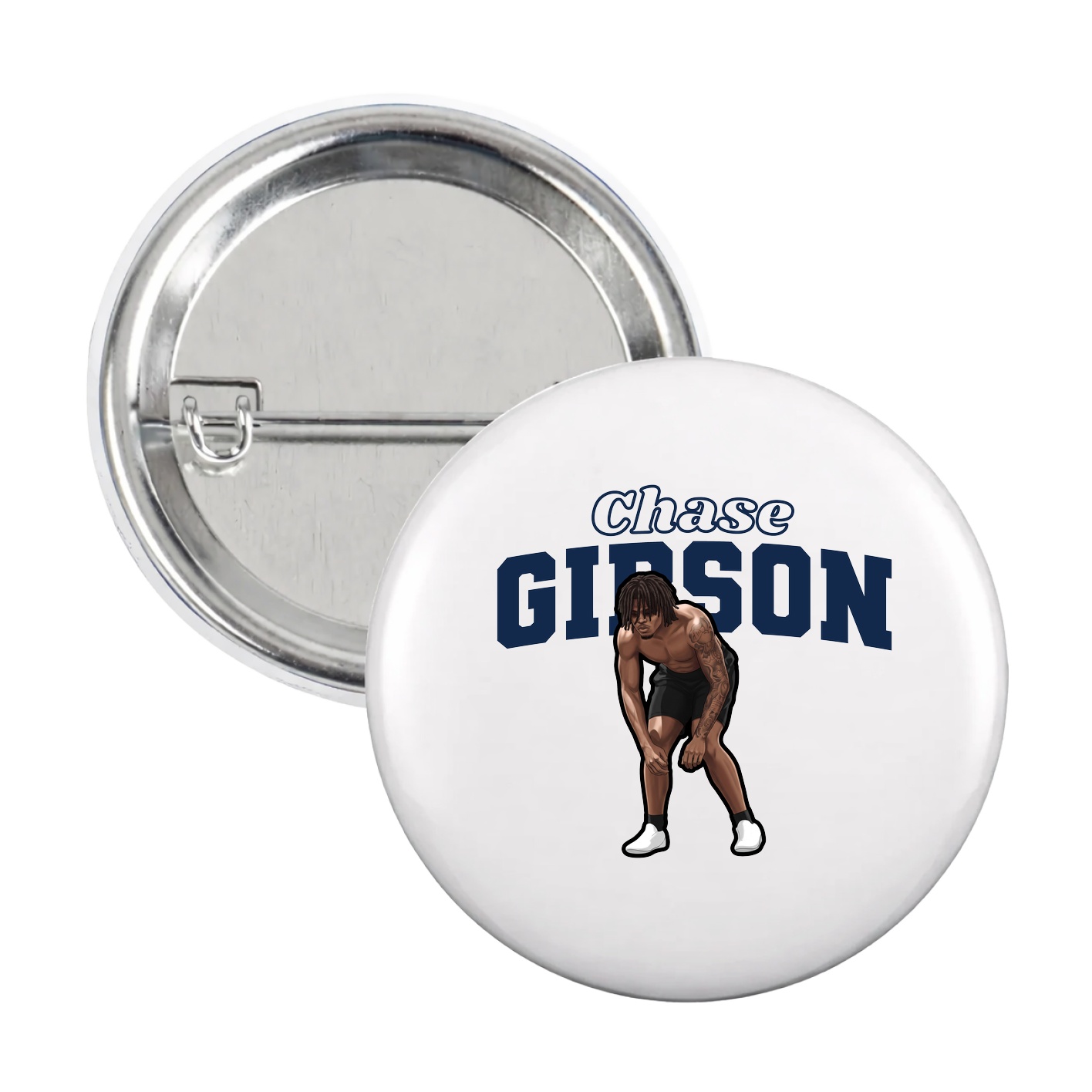 Game Day Button — Name Arch in White