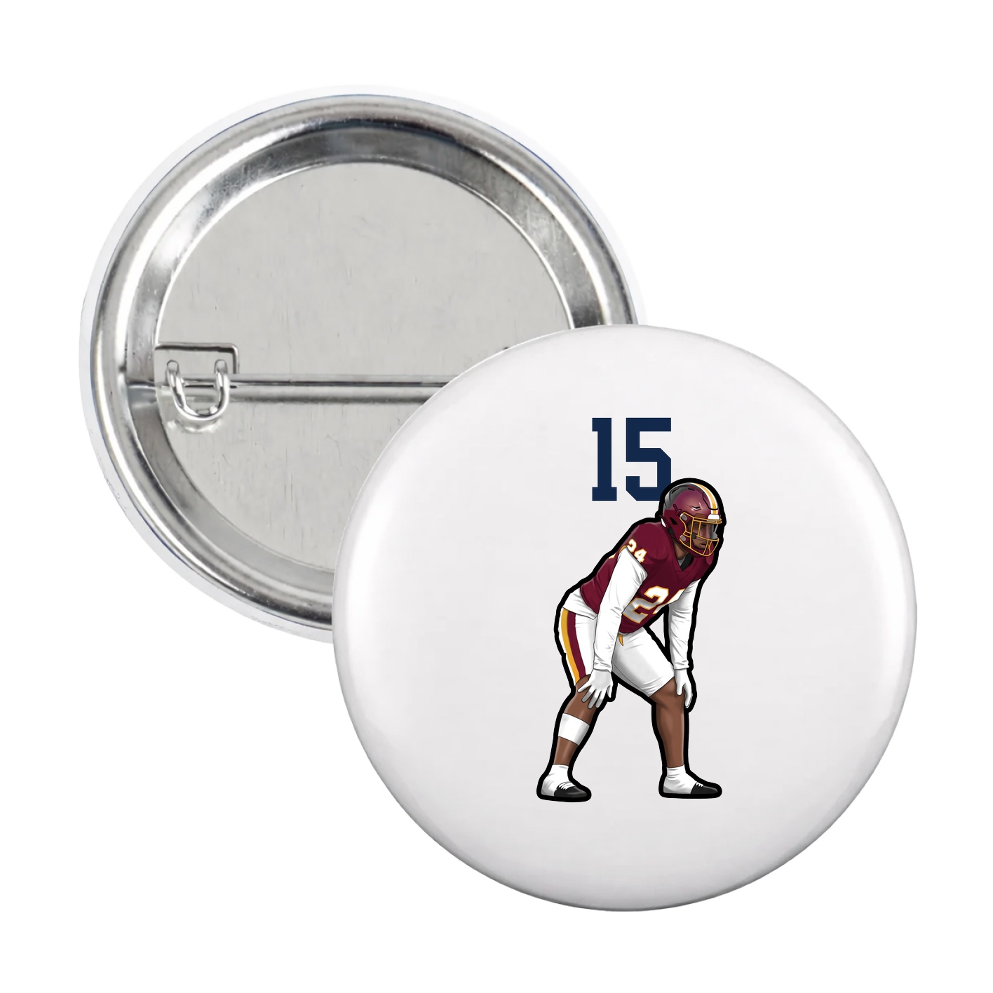 Game Day Button — Number Top in White