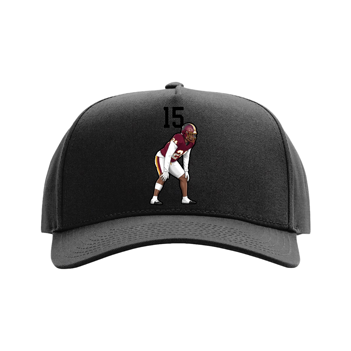 Full Fabric Five-Panel Champ Cap — Number Top in Black