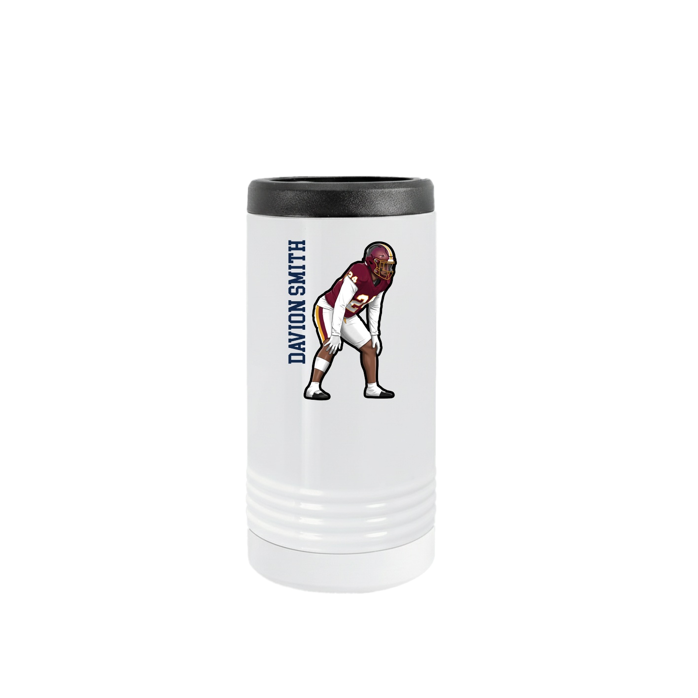 Slim Beverage Holder — Name Vertical in White