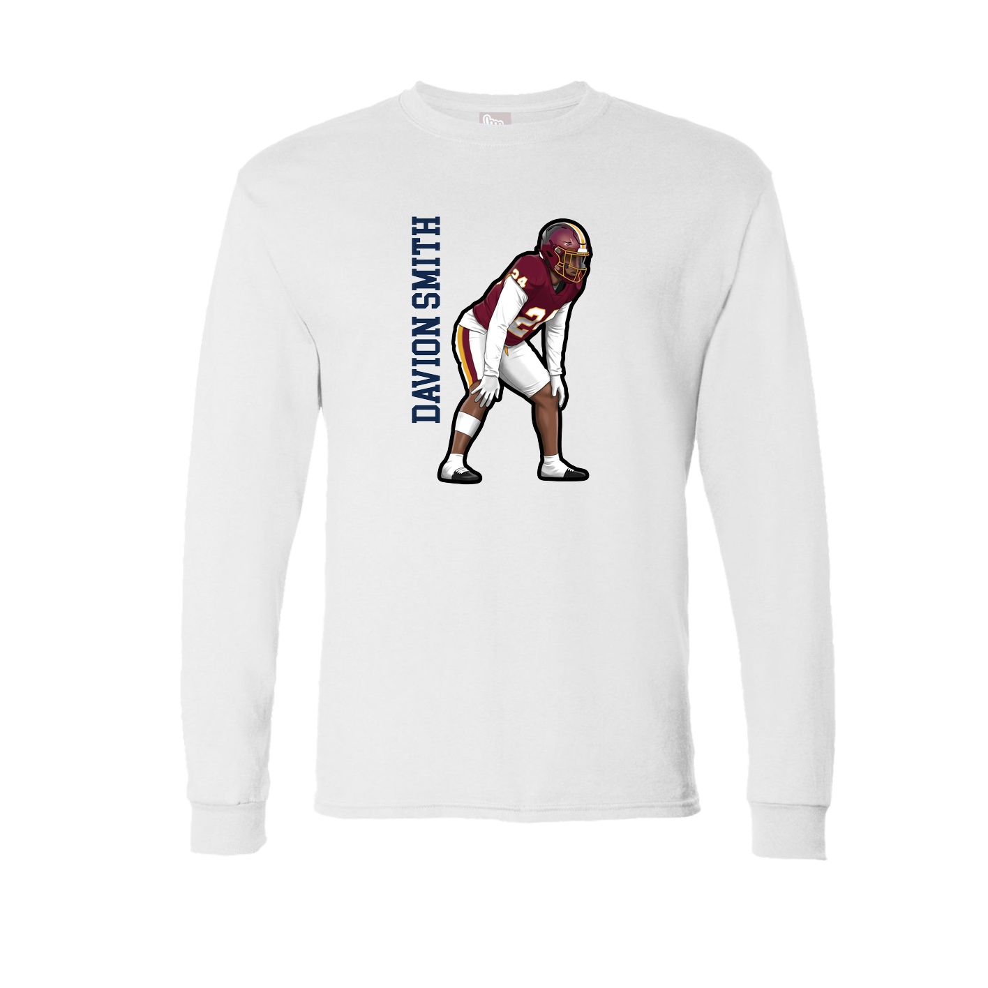 Long Sleeve Tee — Name Vertical in White