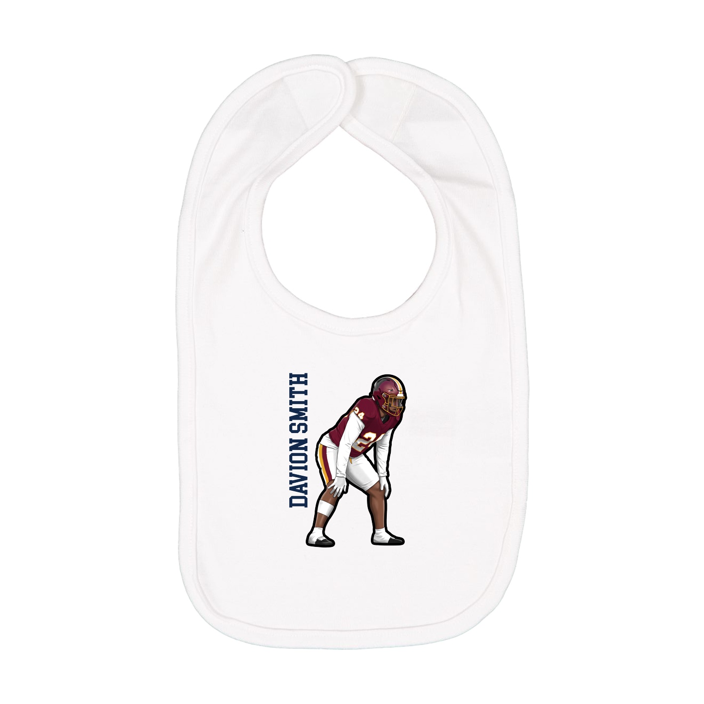 Infant Bib — Name Vertical in White