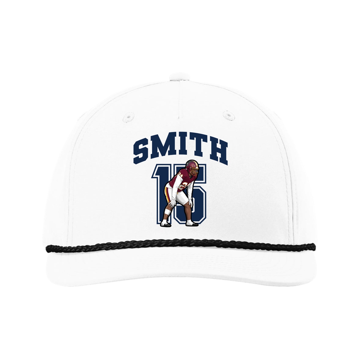 Five-Panel Classic Rope Cap — Number in White