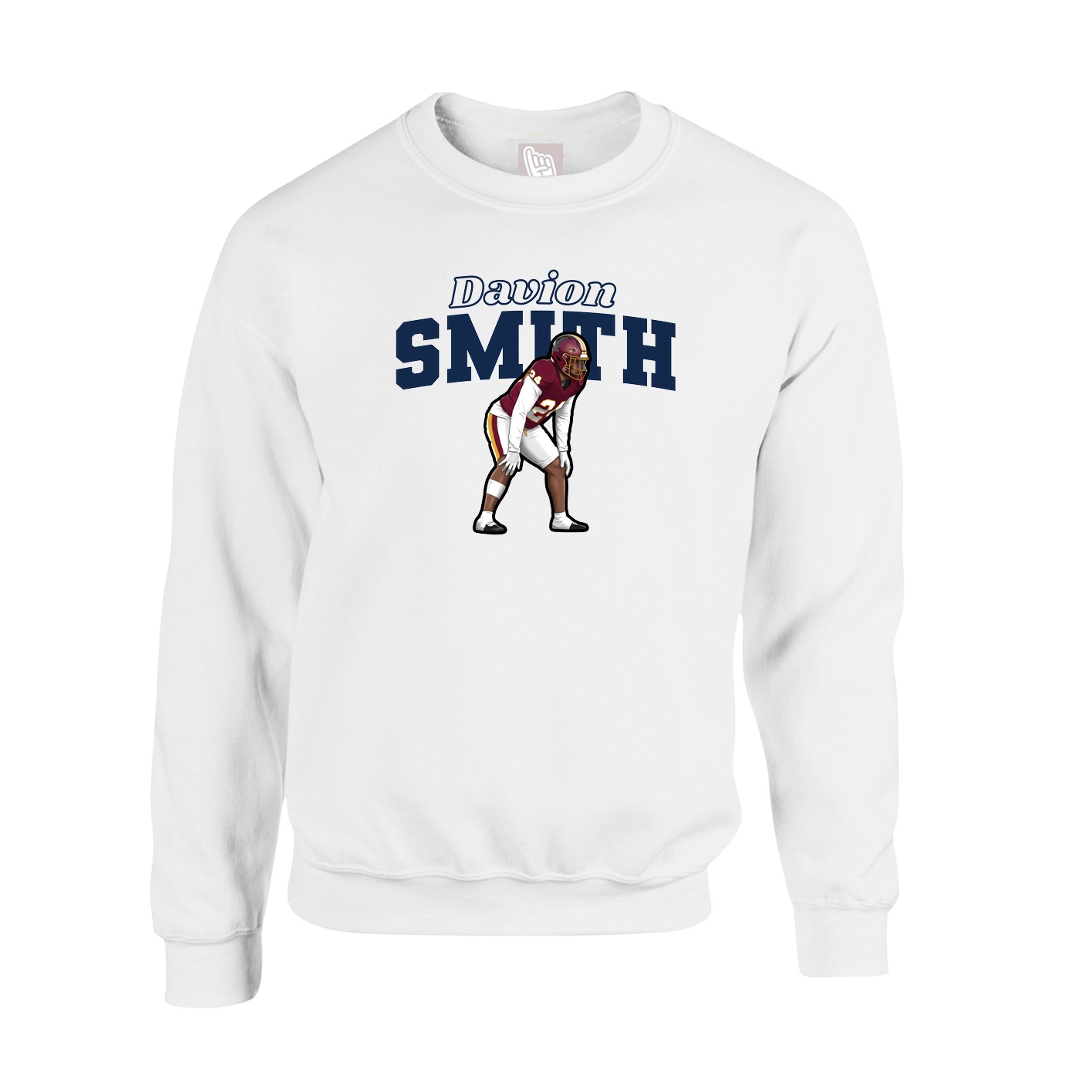 Fleece Crew — Name Arch in White