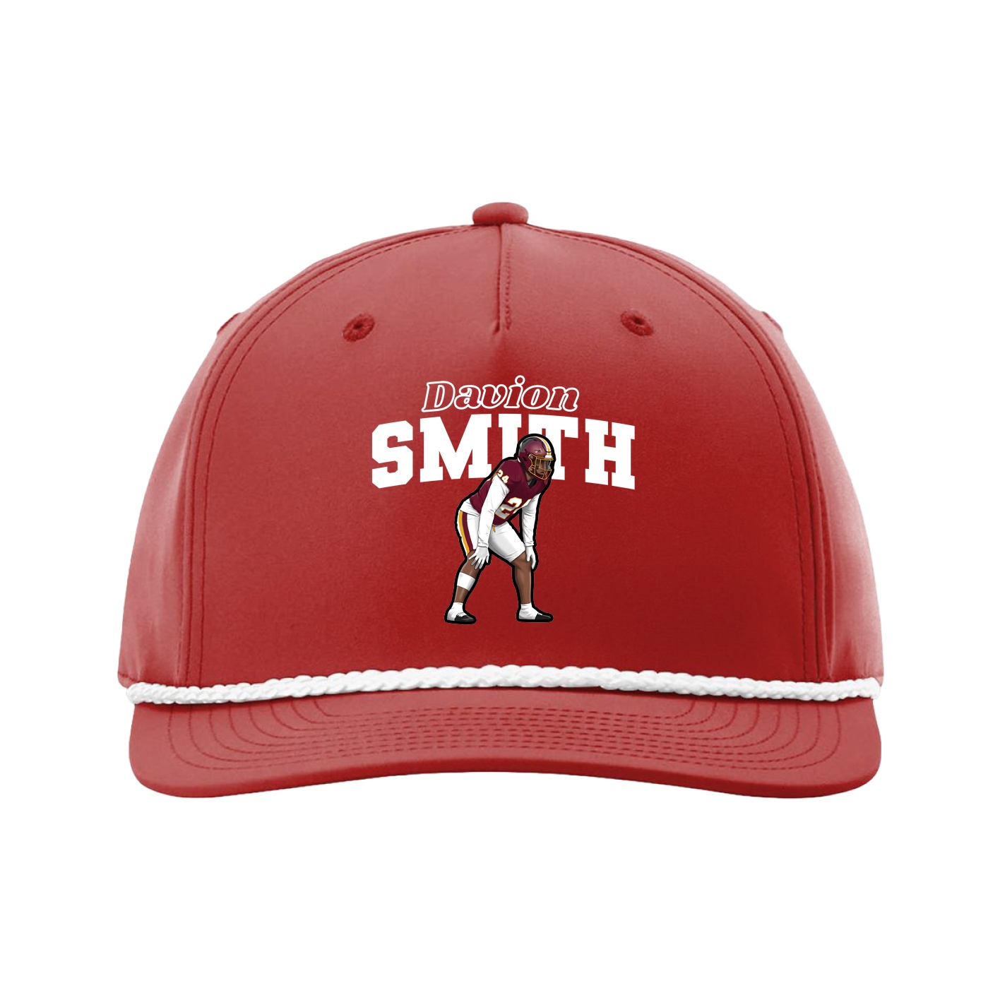 Five-Panel Classic Rope Cap — Name Arch in Red