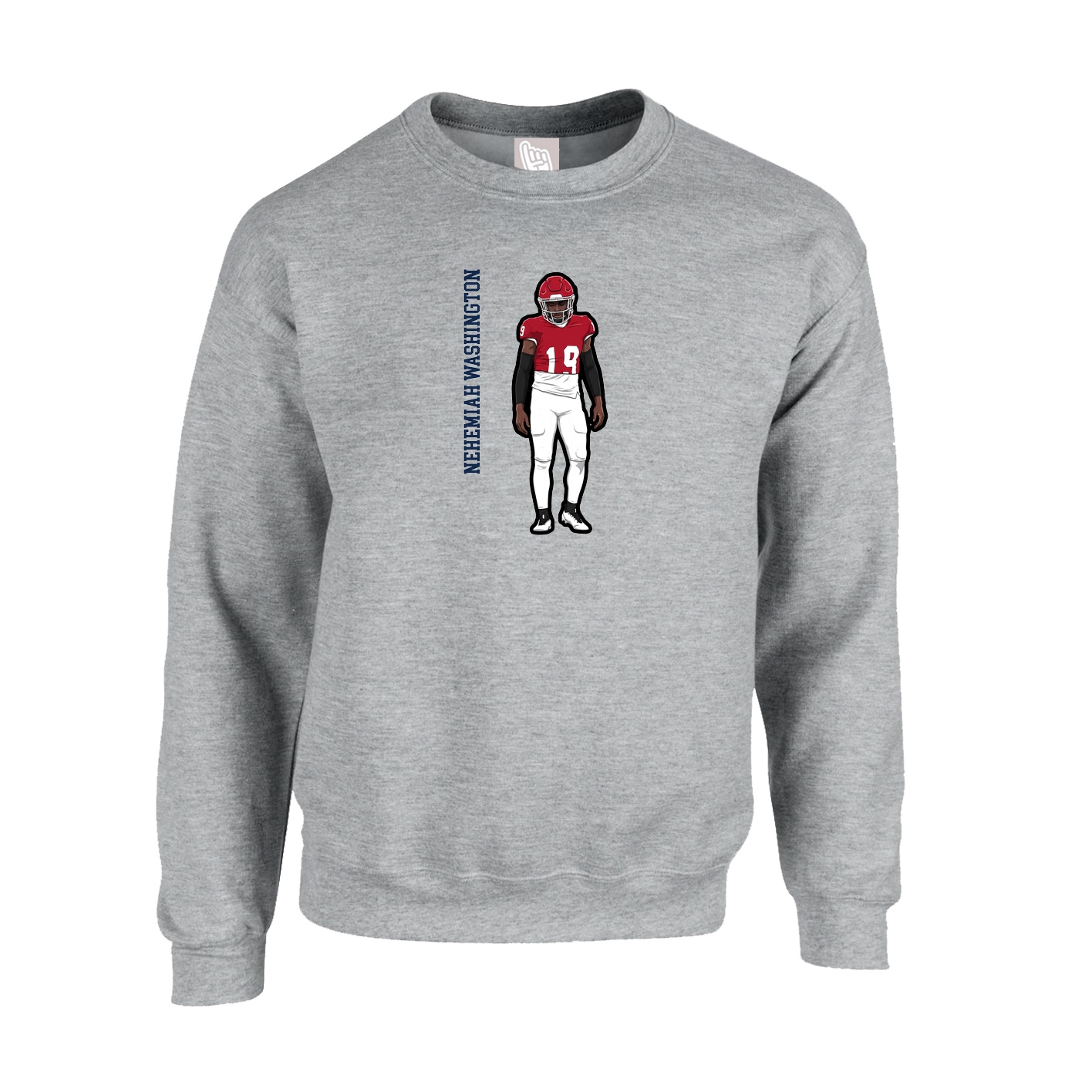 Fleece Crew — Name Vertical in Grey