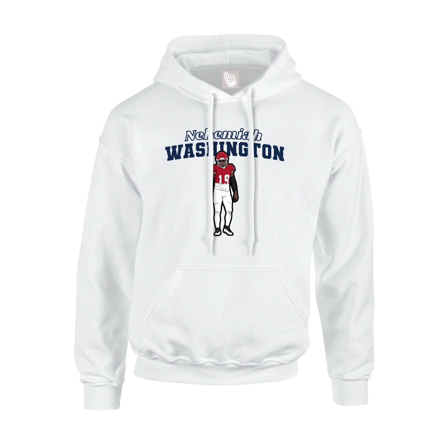 Youth Hoodie — Name Arch in White