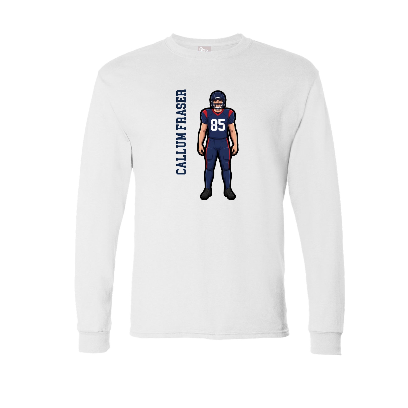 Long Sleeve Tee — Name Vertical in White