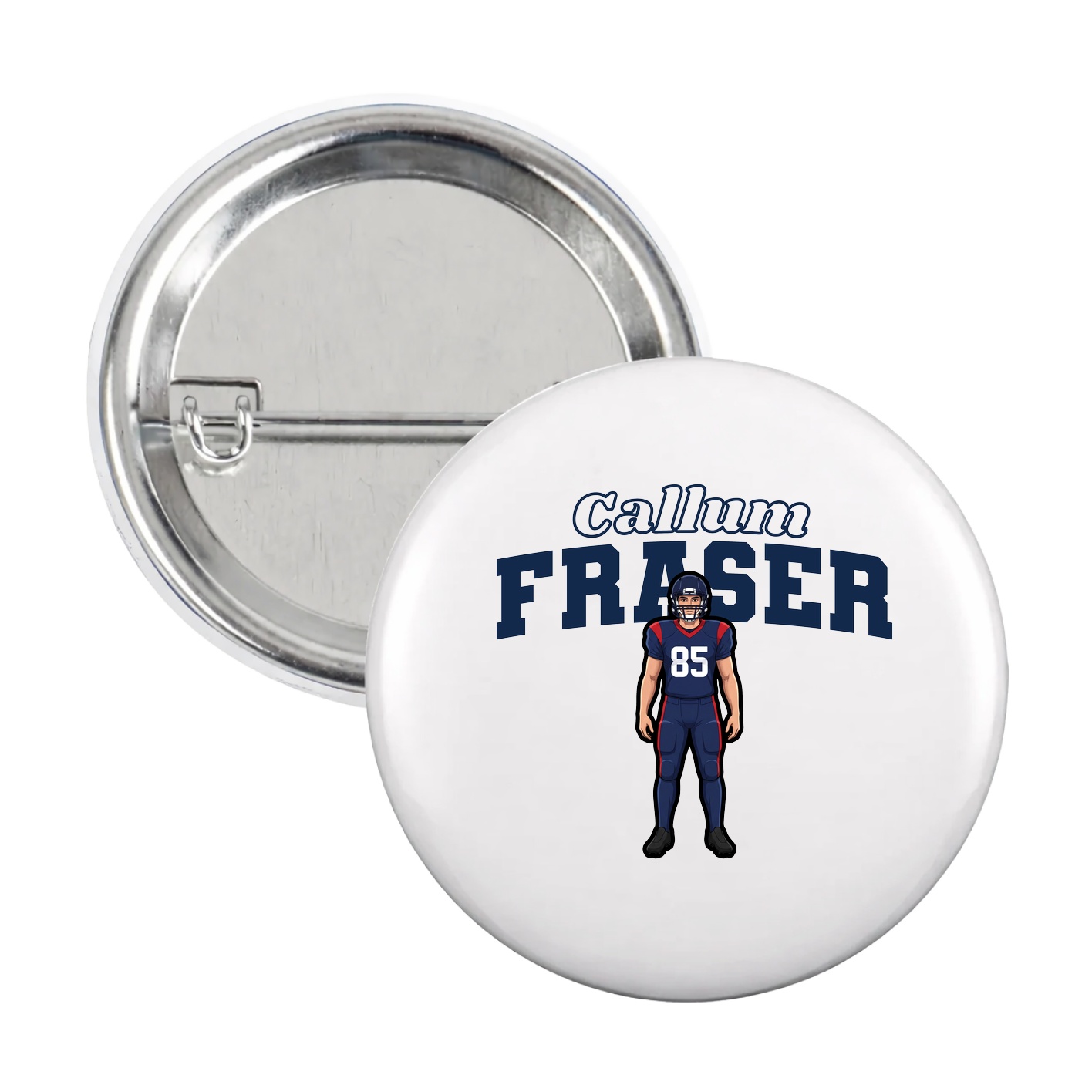 Game Day Button — Name Arch in White