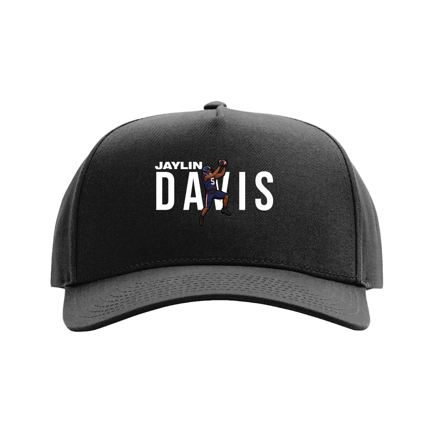 Full Fabric Five-Panel Champ Cap — Player Name in Black